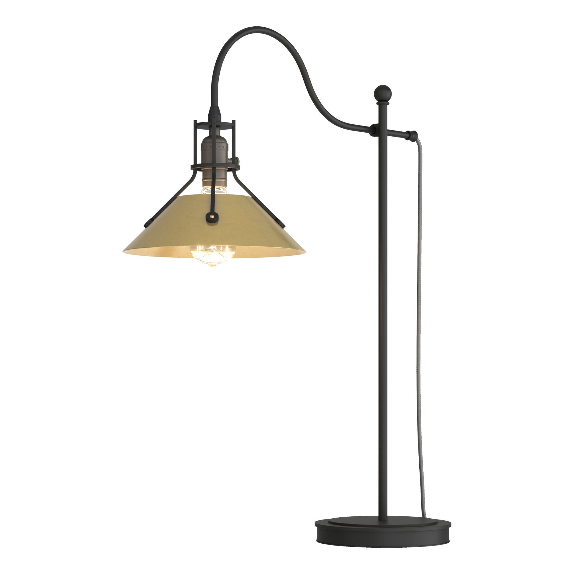 Henry Table Lamp 1-Light Modern Brass Accent in Black - Dimmer on Socket