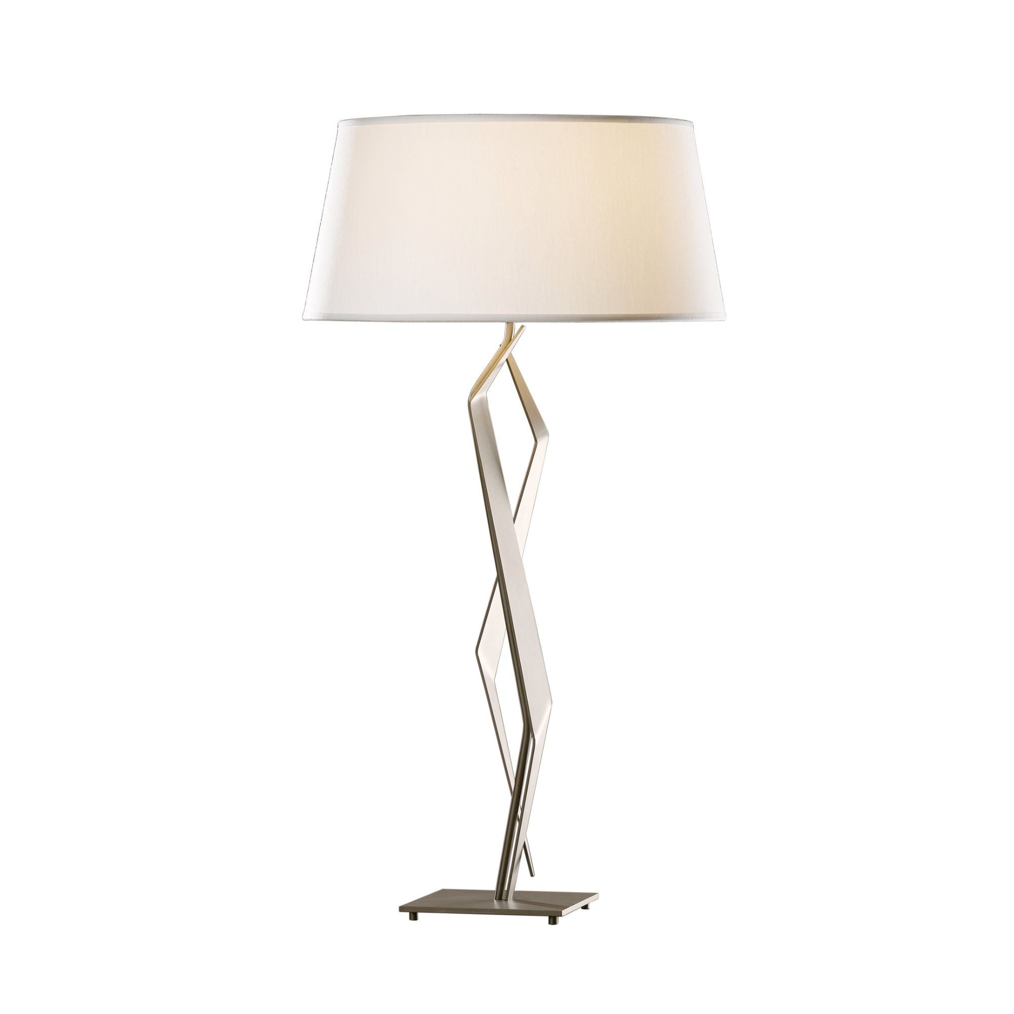Facet Table Lamp 1-Light Natural Anna Shade (SF) in Dark Smoke - Dimmer on Socket