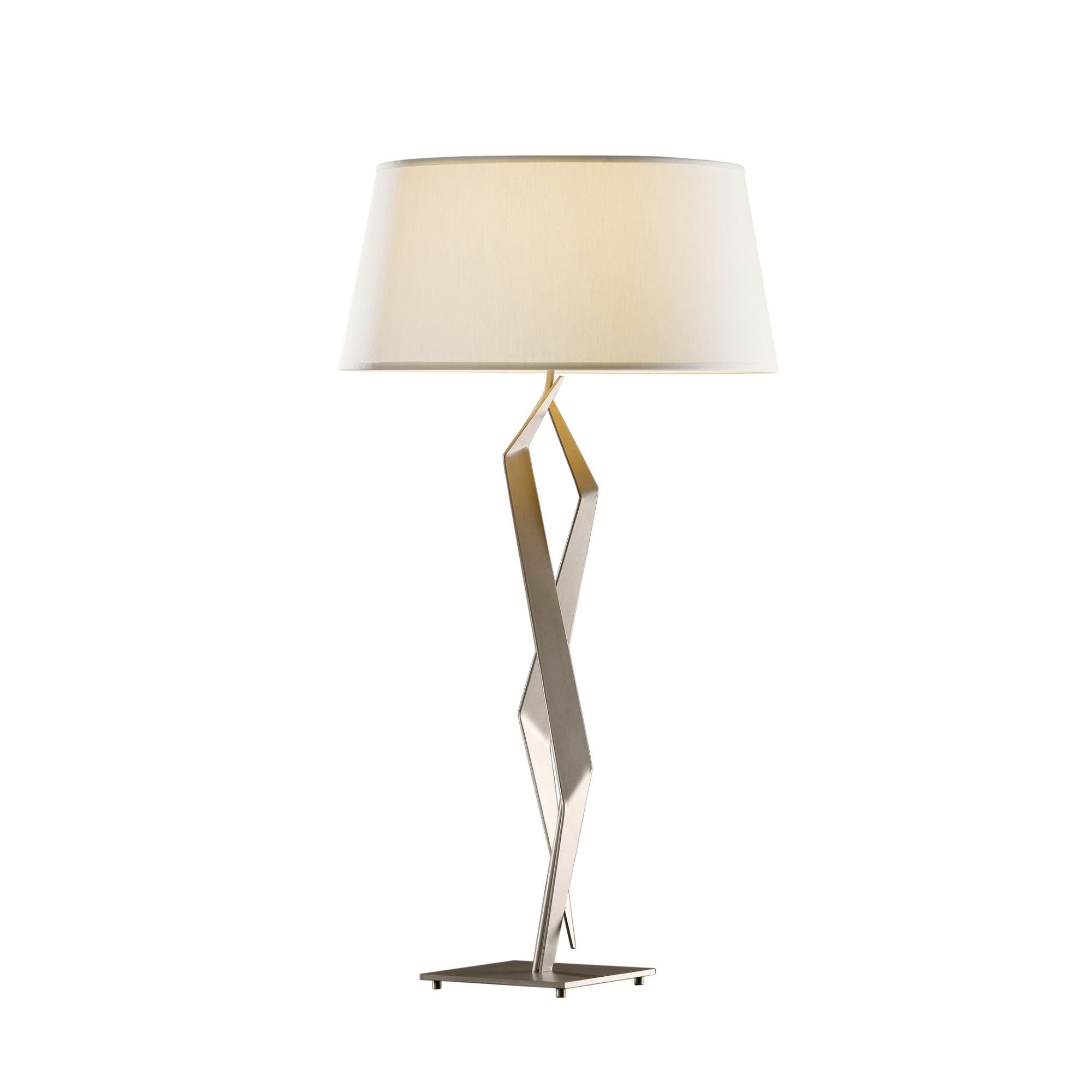 Facet Table Lamp 1-Light Natural Anna Shade (SF) in Dark Smoke - Dimmer on Socket