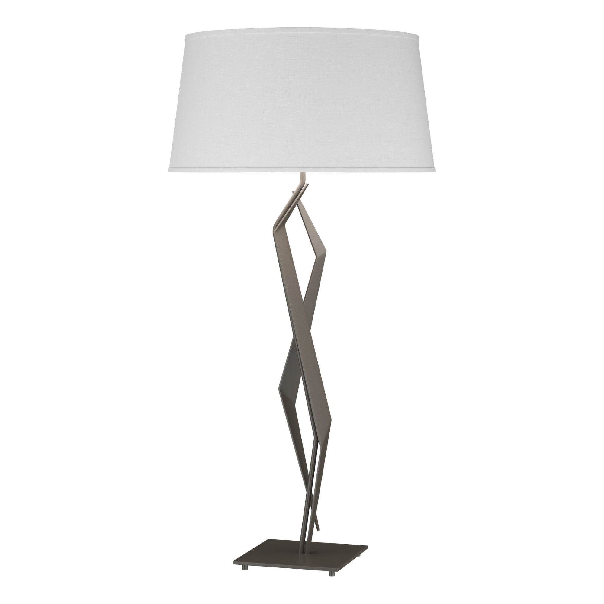 Facet Table Lamp 1-Light Natural Anna Shade (SF) in Dark Smoke - Dimmer on Socket