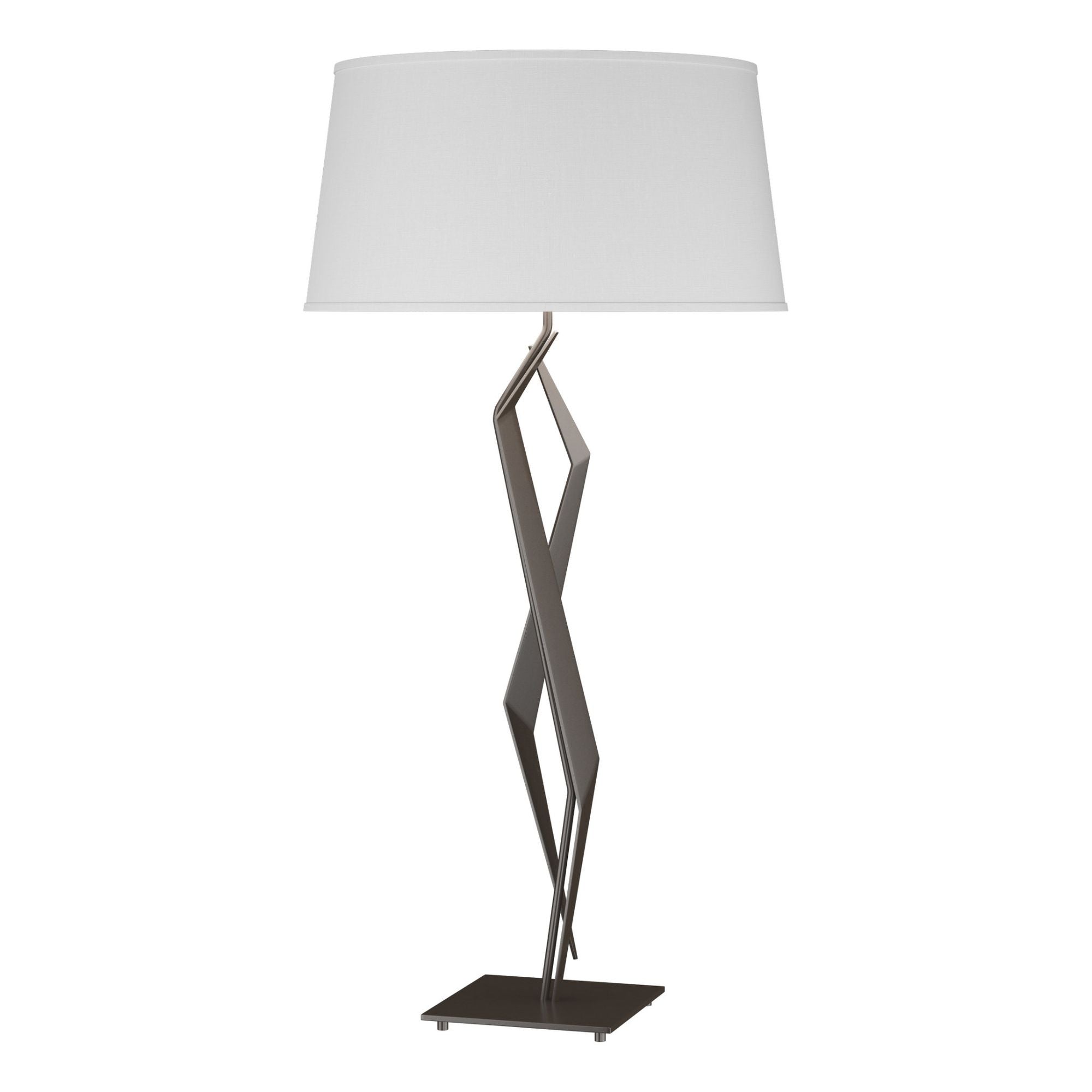Facet Table Lamp 1-Light Natural Anna Shade (SF) in Oil Rubbed Bronze - Dimmer on Socket