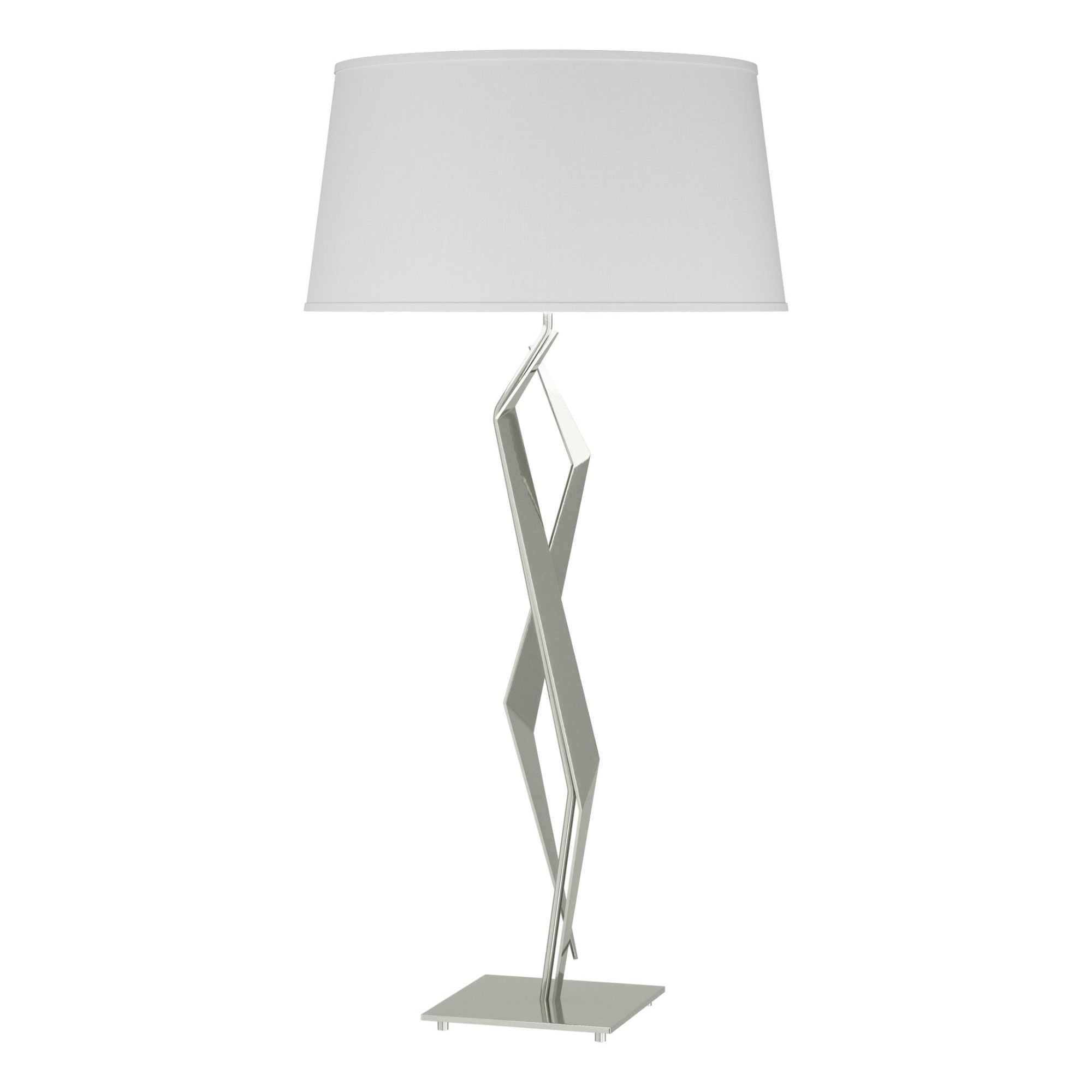Facet Table Lamp 1-Light Natural Anna Shade (SF) in Sterling - Dimmer on Socket