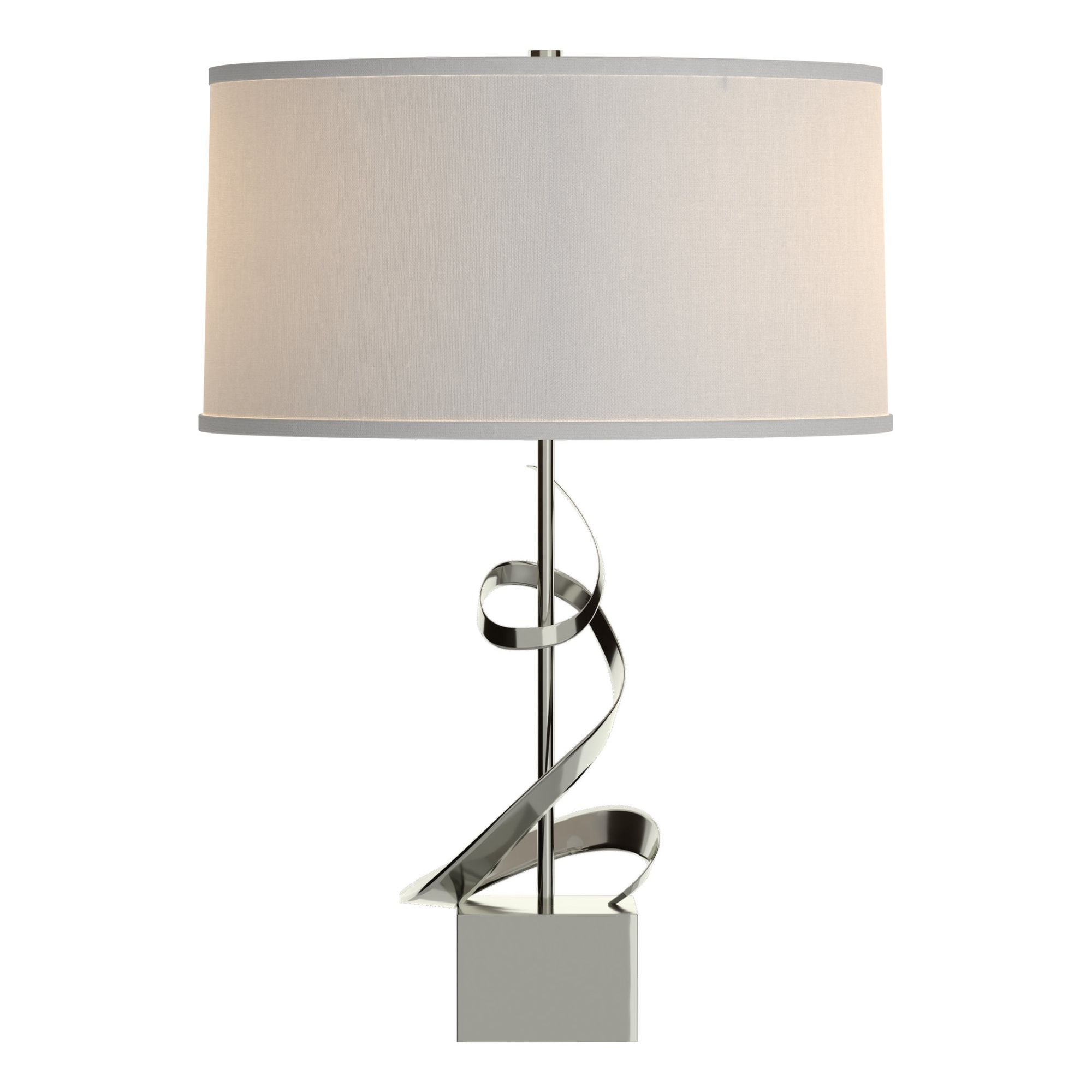 Gallery Spiral Table Lamp 1-Light Natural Anna Shade (SF) in Sterling - Dimmer on Socket