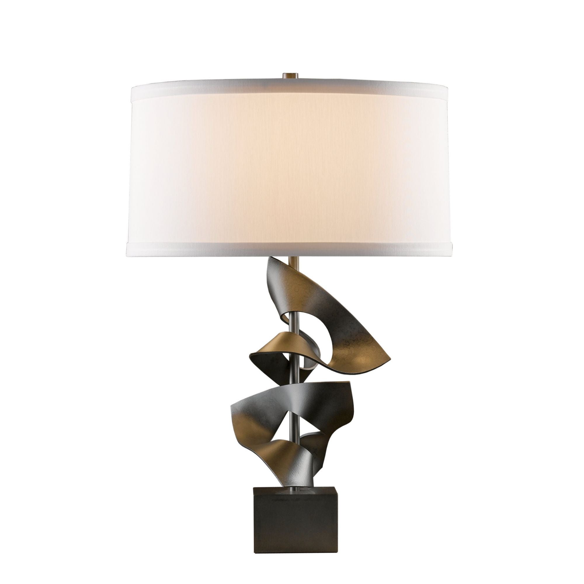 Gallery Twofold Table Lamp 1-Light Natural Anna Shade (SF) in Dark Smoke - Dimmer on Socket