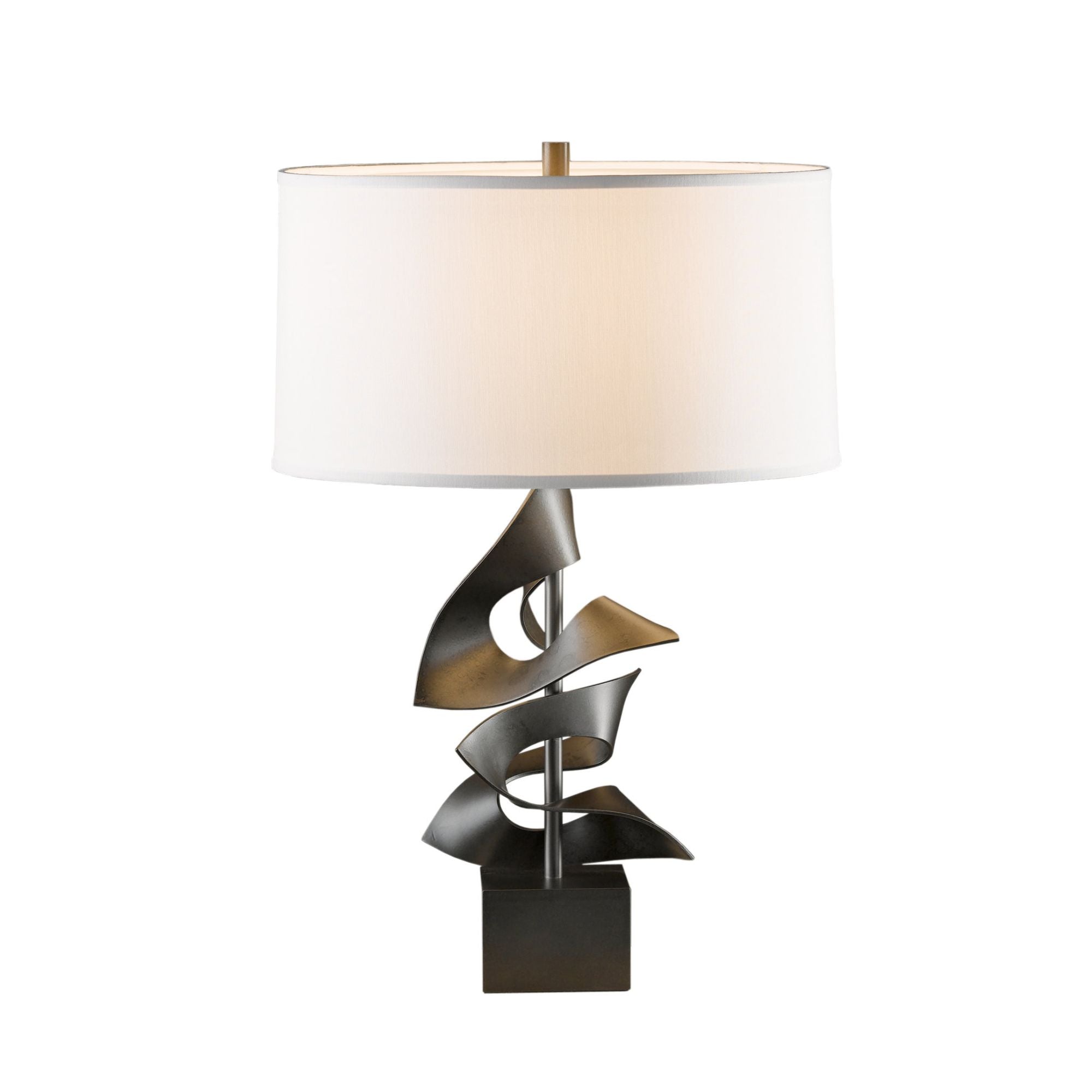 Gallery Twofold Table Lamp 1-Light Natural Anna Shade (SF) in Dark Smoke - Dimmer on Socket