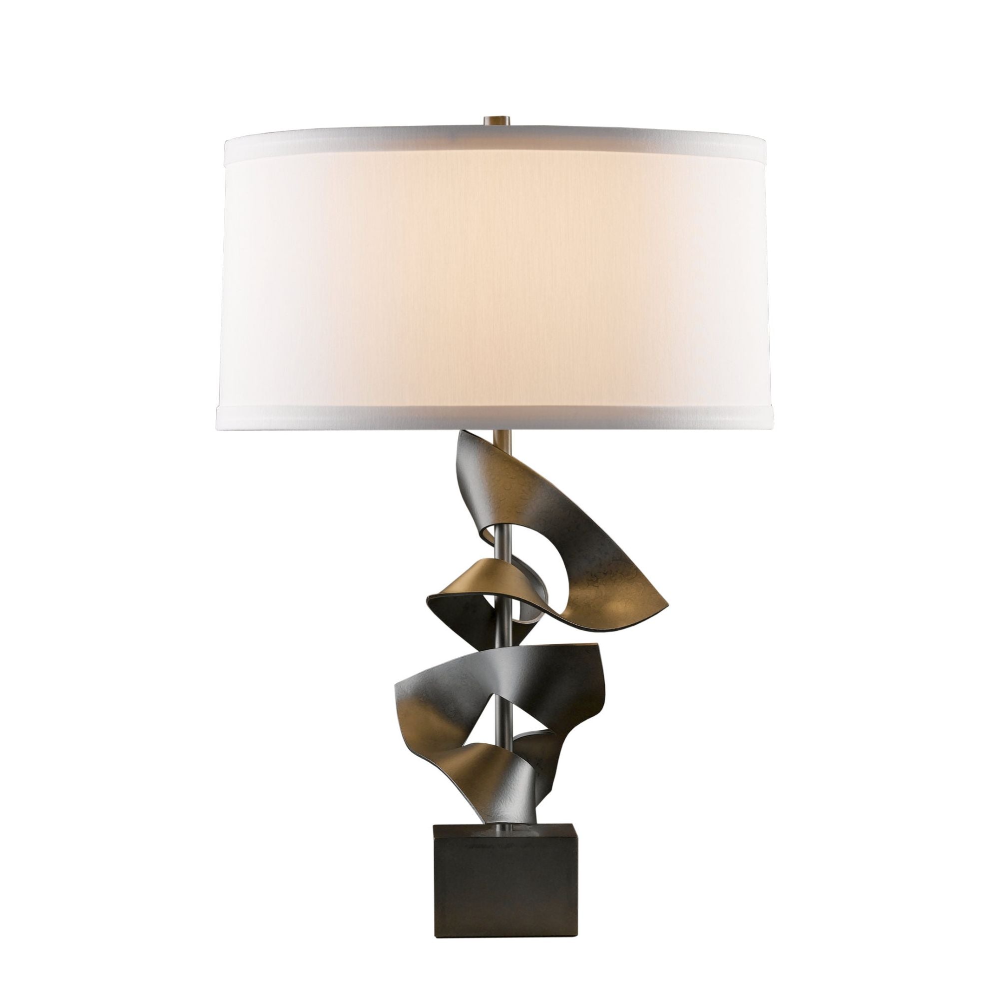 Gallery Twofold Table Lamp 1-Light Natural Anna Shade (SF) in Dark Smoke - Dimmer on Socket