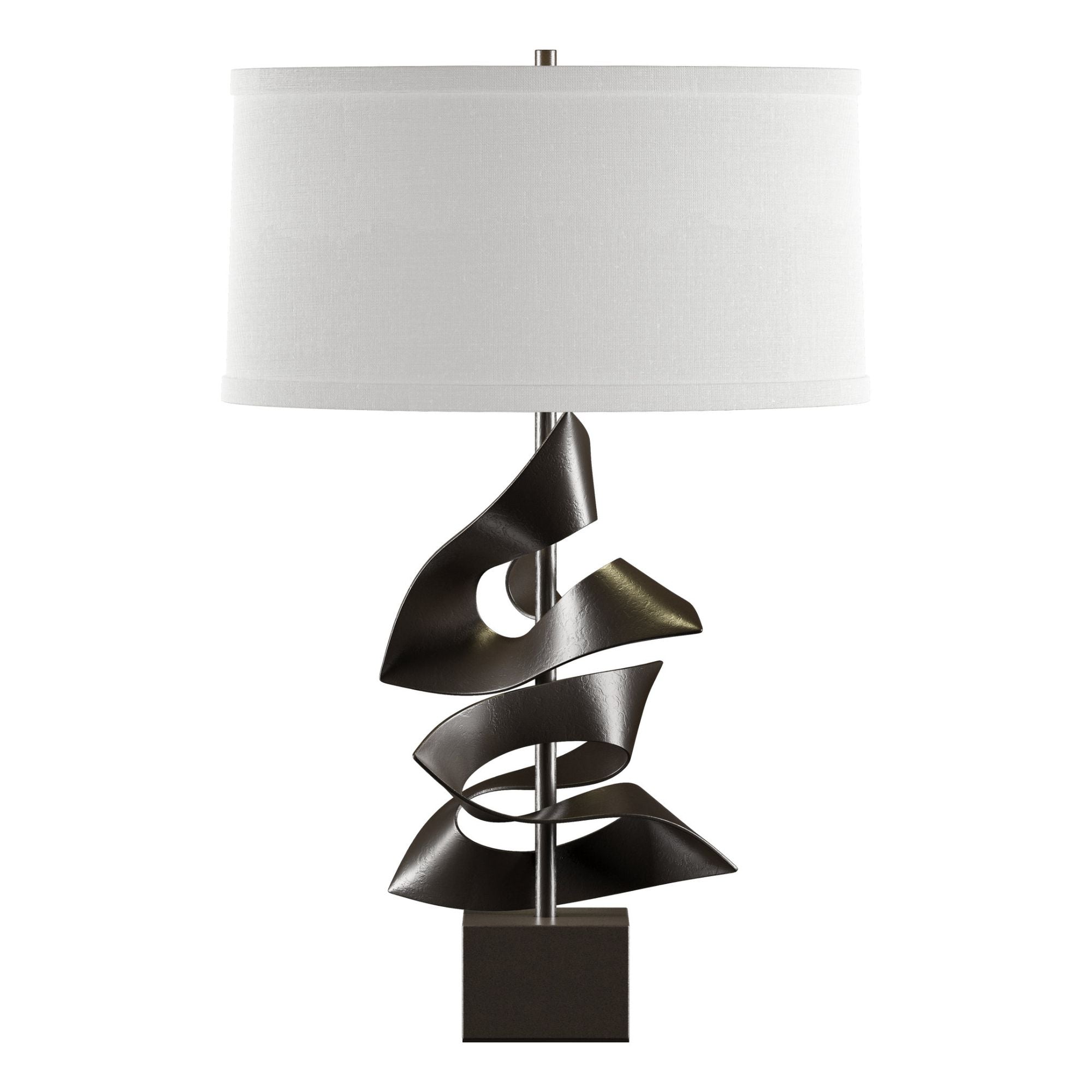 Gallery Twofold Table Lamp 1-Light Natural Anna Shade (SF) in Oil Rubbed Bronze - Dimmer on Socket