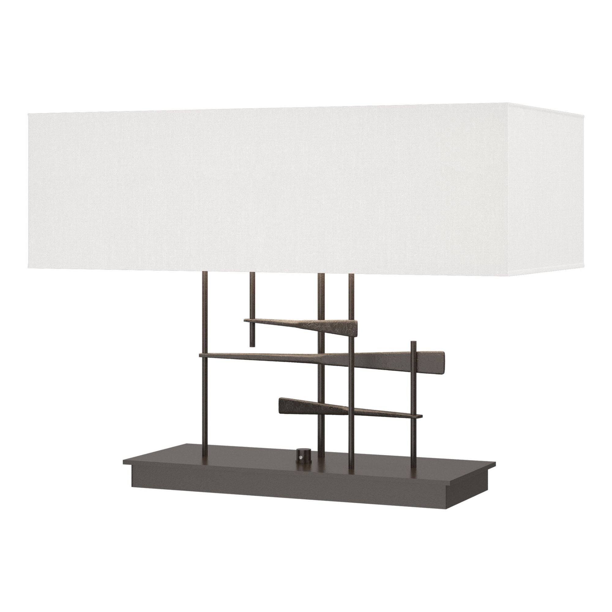Cavaletti Table Lamp 2-Light Natural Anna Shade (SF) in Oil Rubbed Bronze - Dimmer on Base
