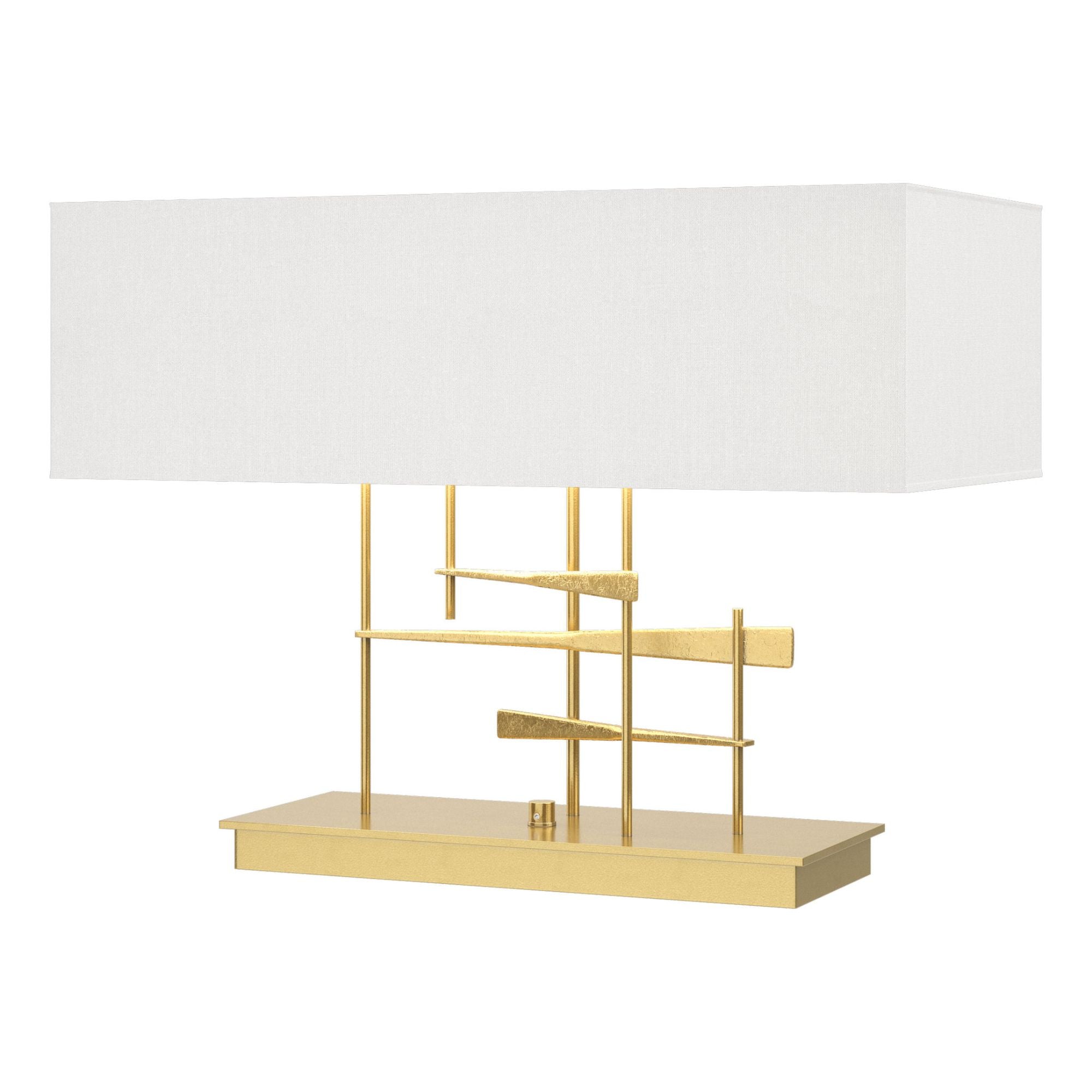 Cavaletti Table Lamp 2-Light Natural Anna Shade (SF) in Modern Brass - Dimmer on Base