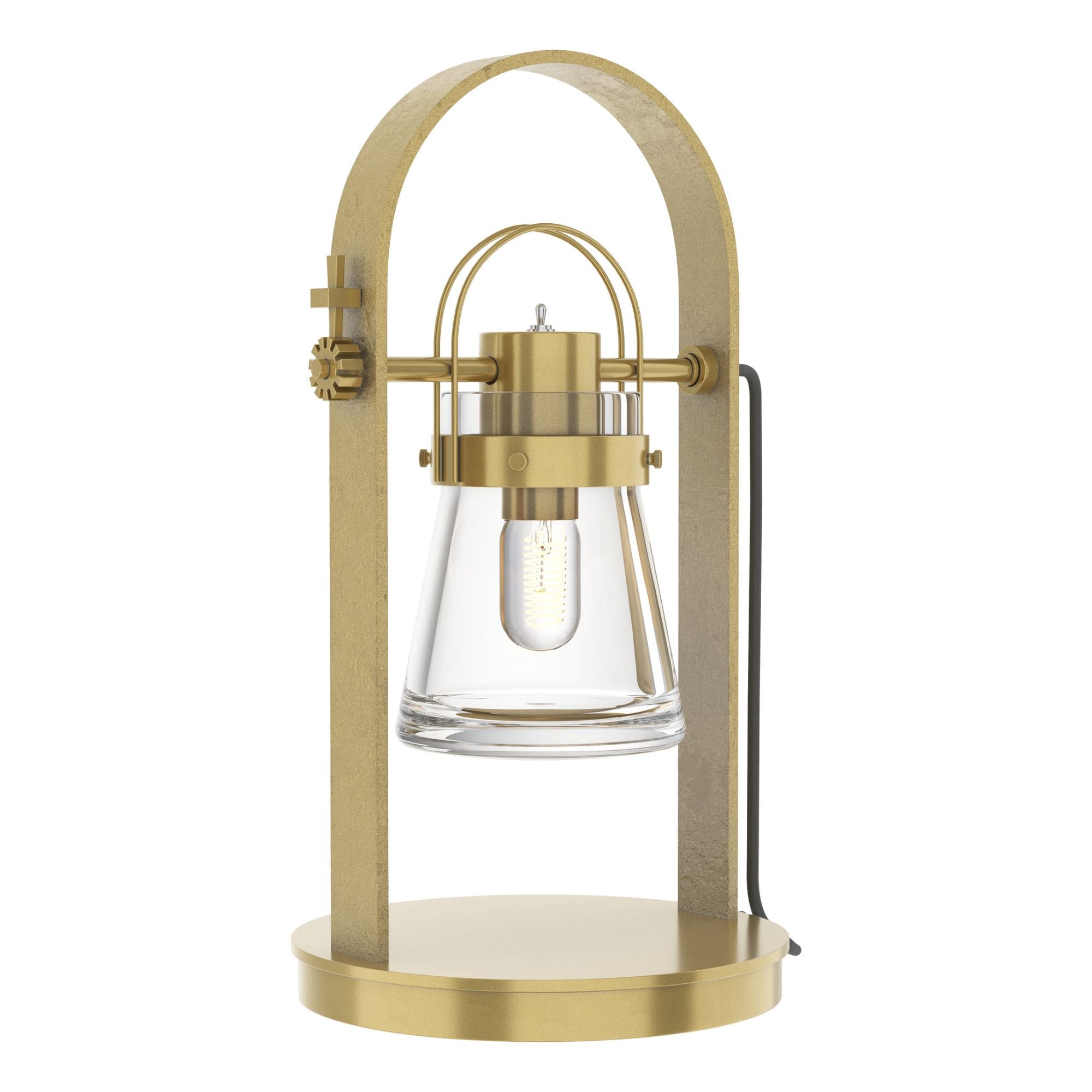 Erlenmeyer Table Lamp 1-Light Clear Glass (ZM) in Modern Brass - On Socket