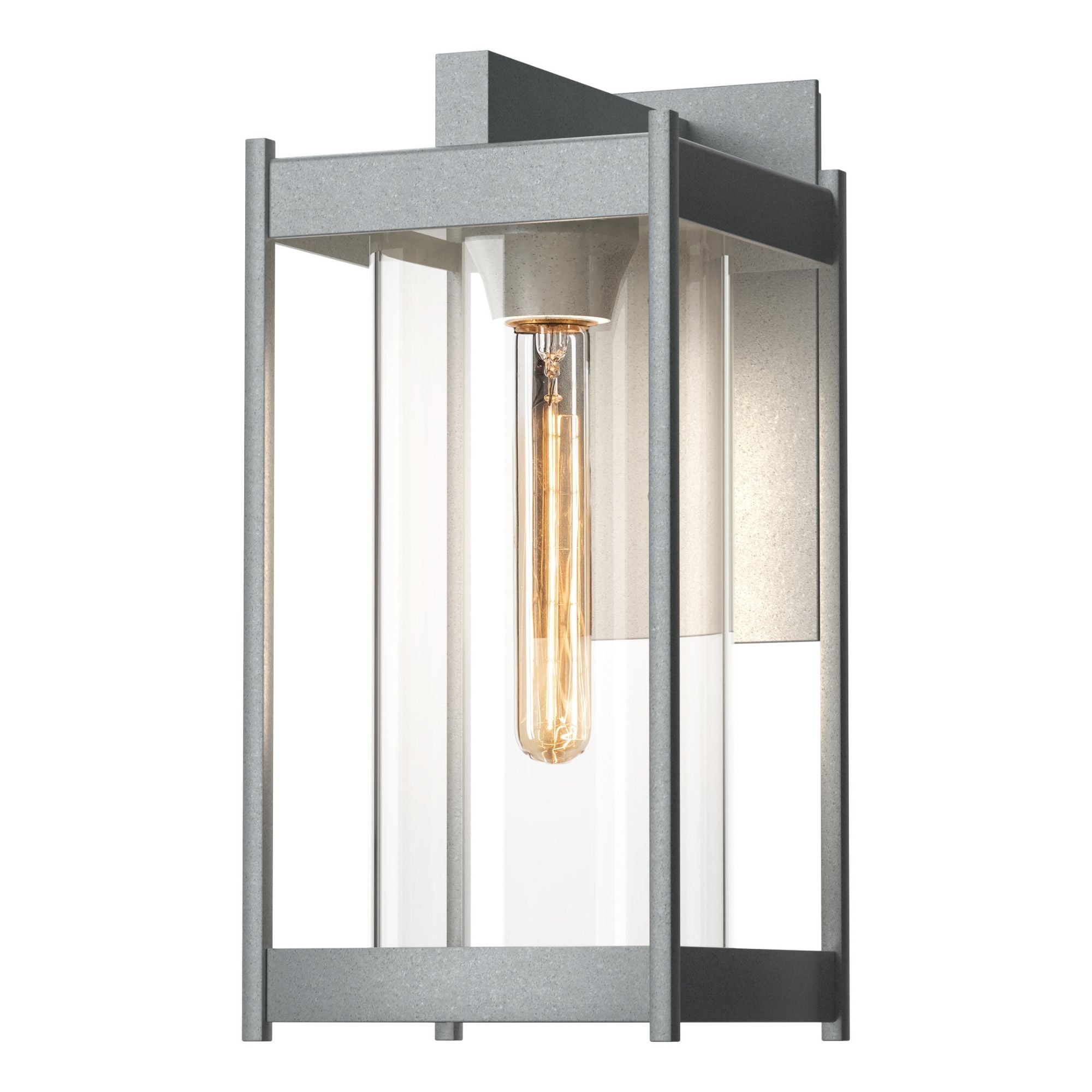 Cela Clear Glass Medium Outdoor Sconce 1-Light Clear Glass (ZM) in Coastal Burnished Steel