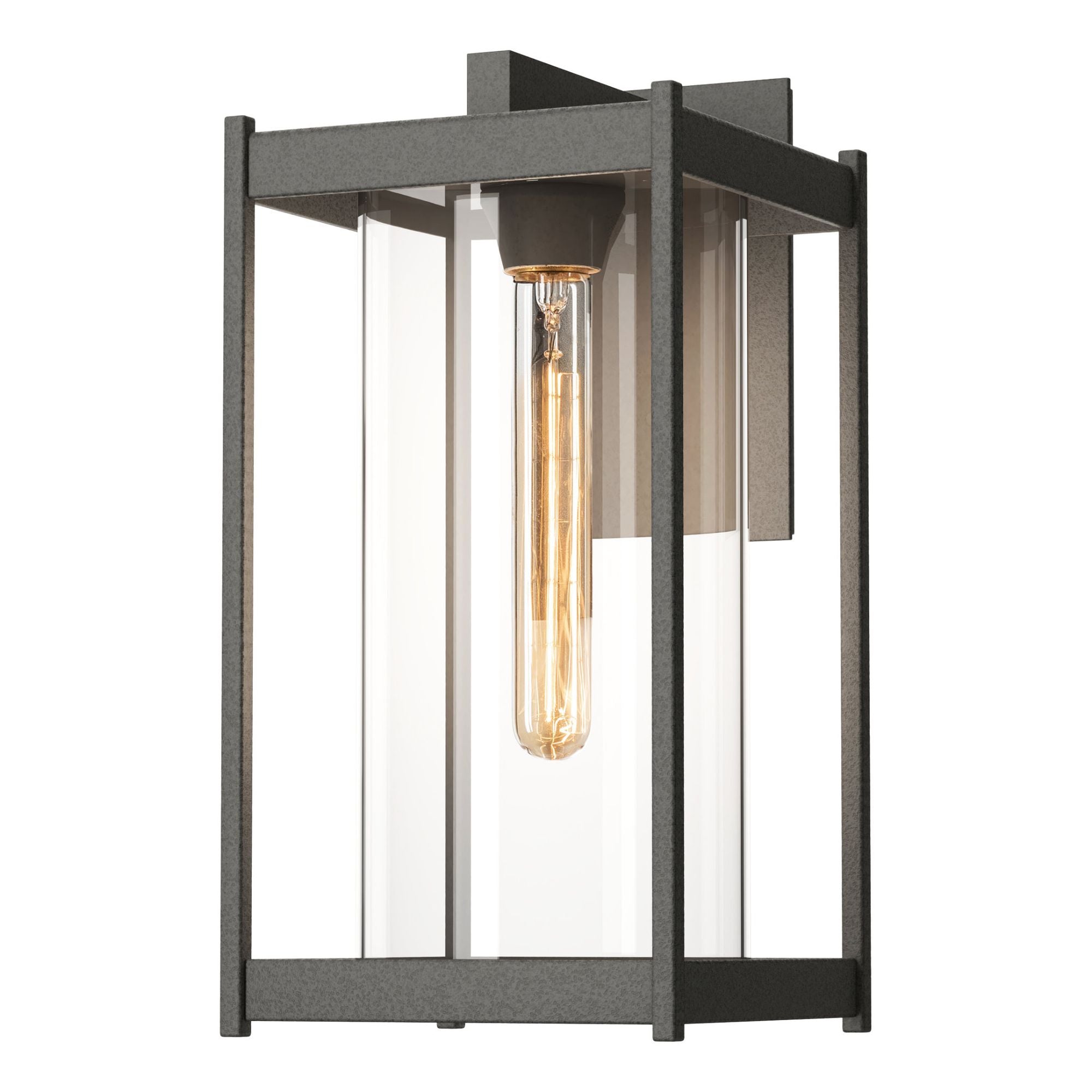 Cela Clear Glass Large Outdoor Sconce 1-Light Clear Glass (ZM) in Coastal Natural Iron