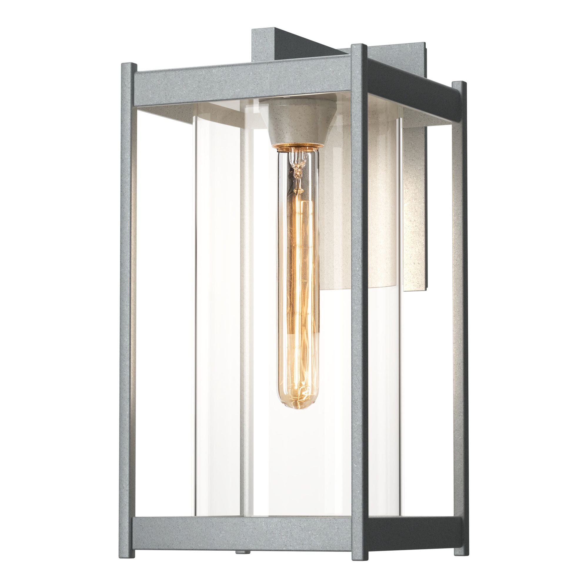 Cela Clear Glass Large Outdoor Sconce 1-Light Clear Glass (ZM) in Coastal Burnished Steel