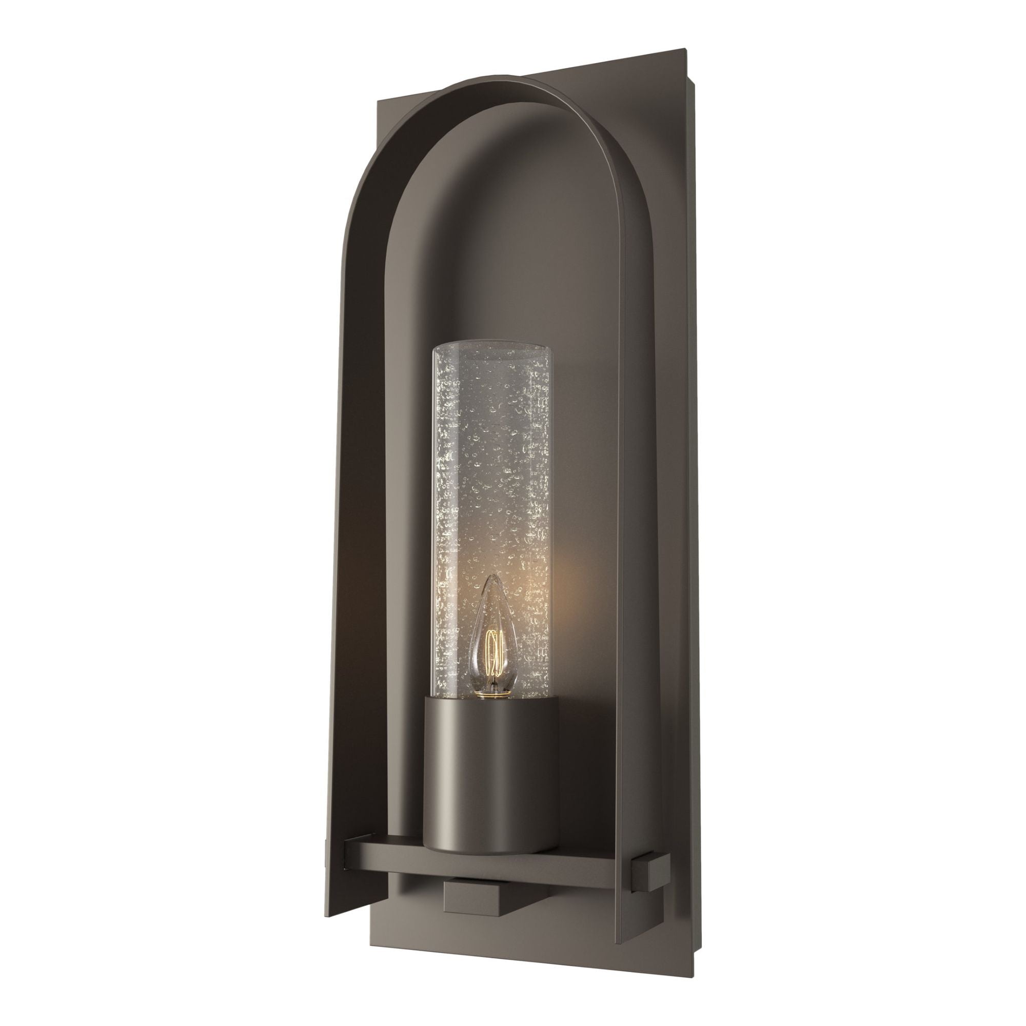 Triomphe Seeded Glass Small Outdoor Sconce 1-Light Seeded Clear Glass (II) in Coastal Dark Smoke
