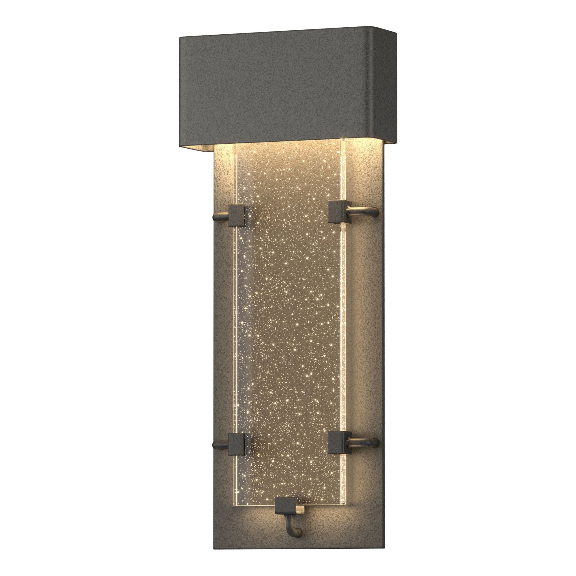 Ursa Small LED Outdoor Sconce LED Seeded Clear Glass (II) in Coastal Natural Iron