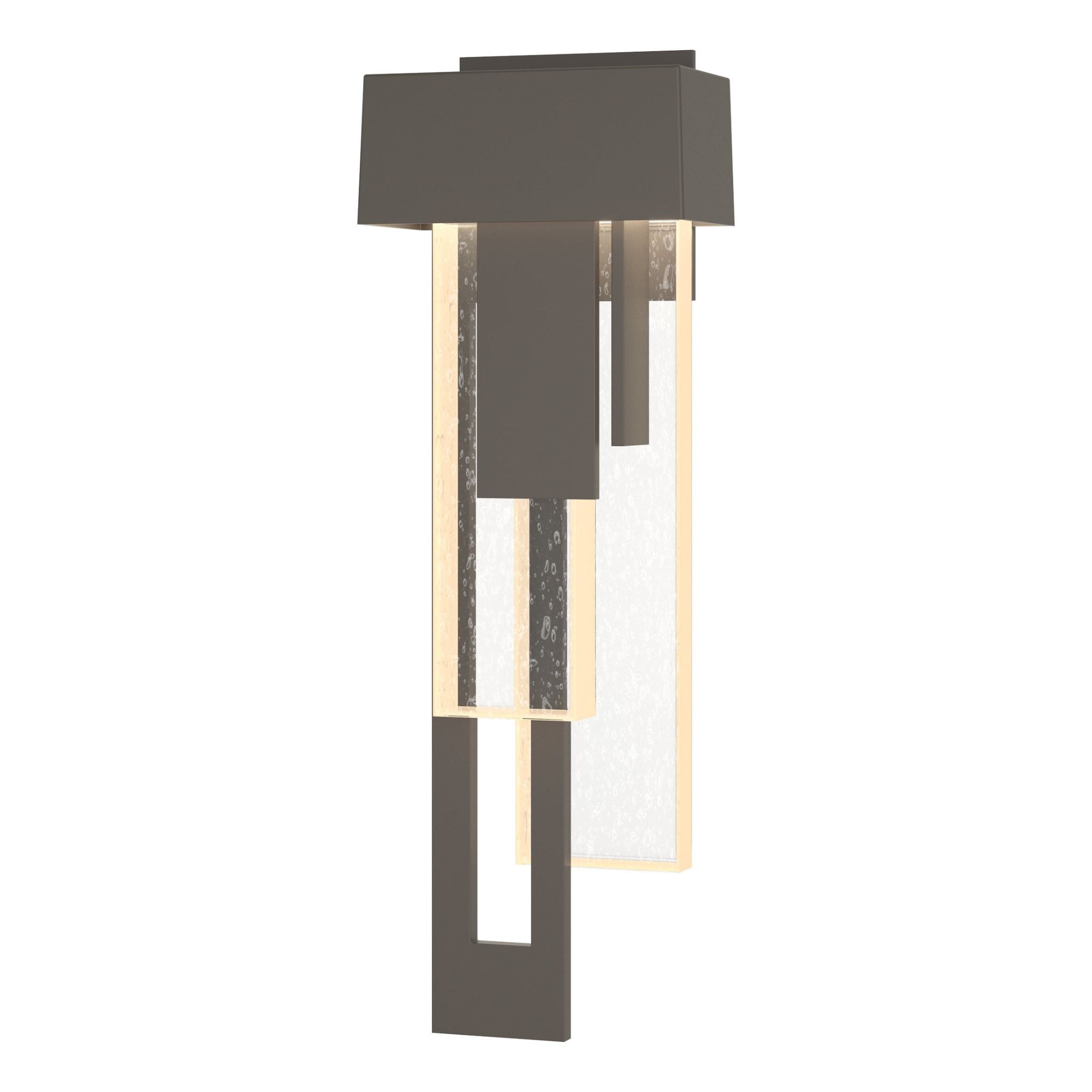 Rainfall LED Outdoor Sconce Left Facing LED Seeded Clear Glass (II) in Coastal Dark Smoke