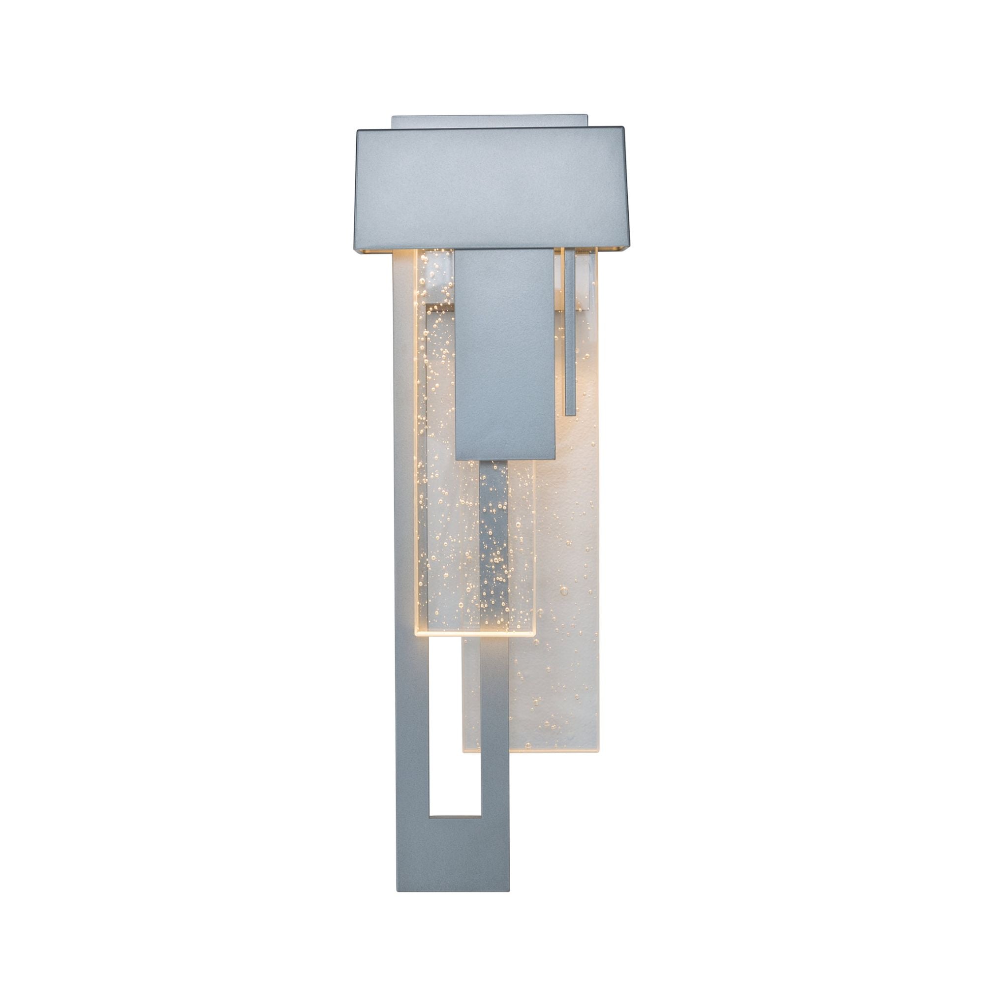 Rainfall LED Outdoor Sconce Left Facing LED Seeded Clear Glass (II) in Coastal Burnished Steel
