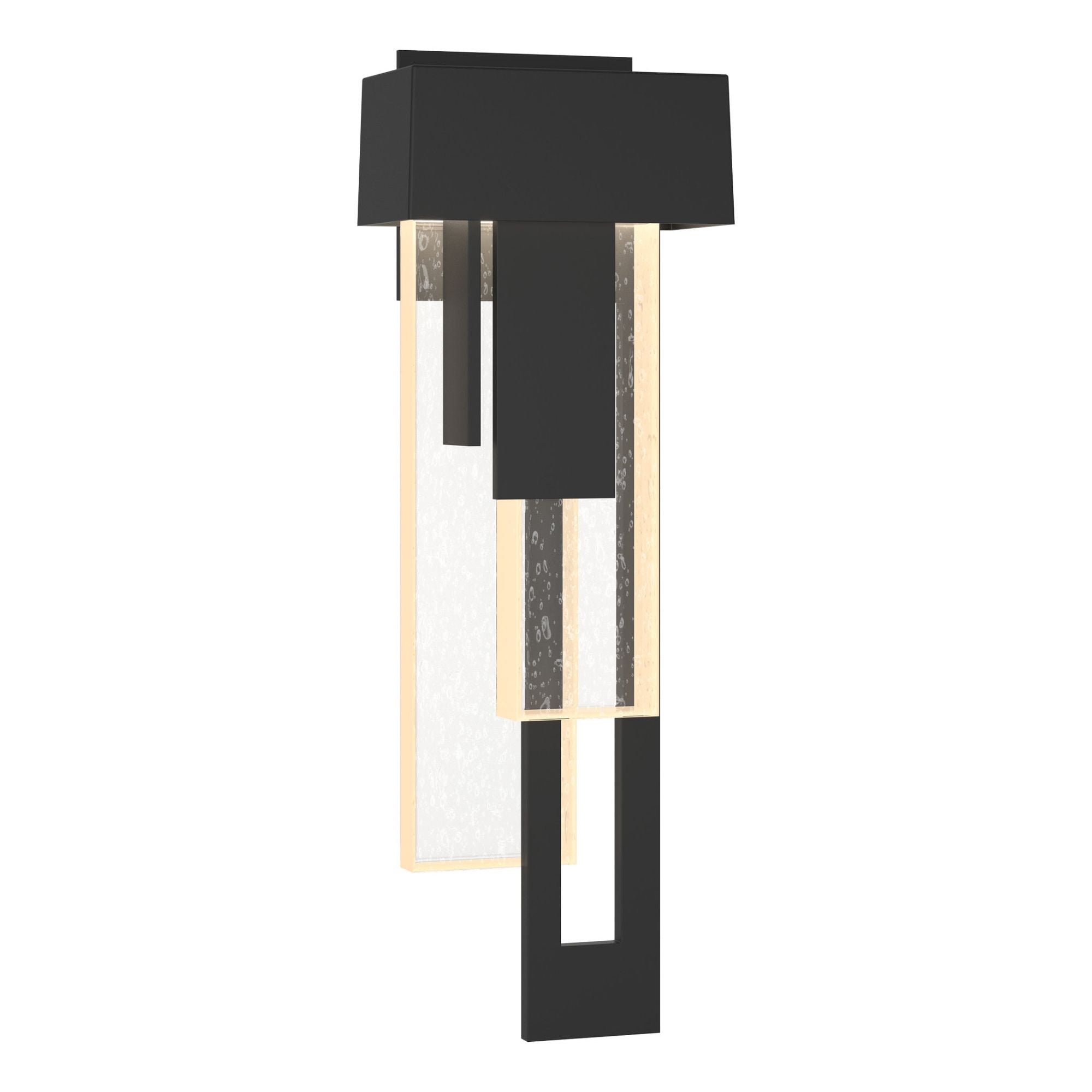 Rainfall LED Outdoor Sconce Right Facing LED Seeded Clear Glass (II) in Coastal Black