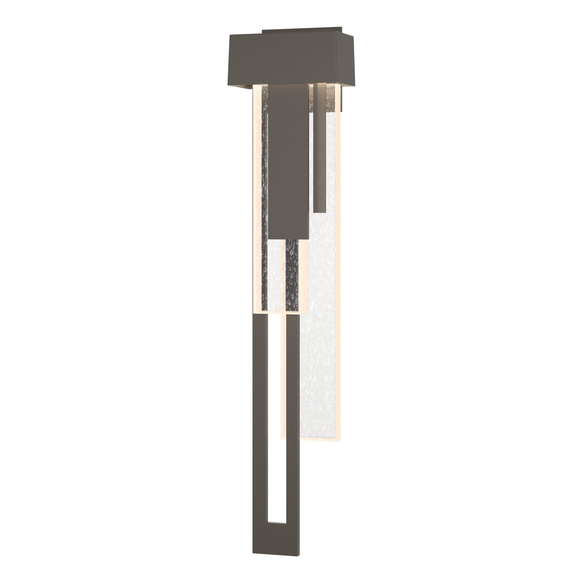 Rainfall Large LED Outdoor Sconce Left Facing LED Seeded Clear Glass (II) in Coastal Dark Smoke