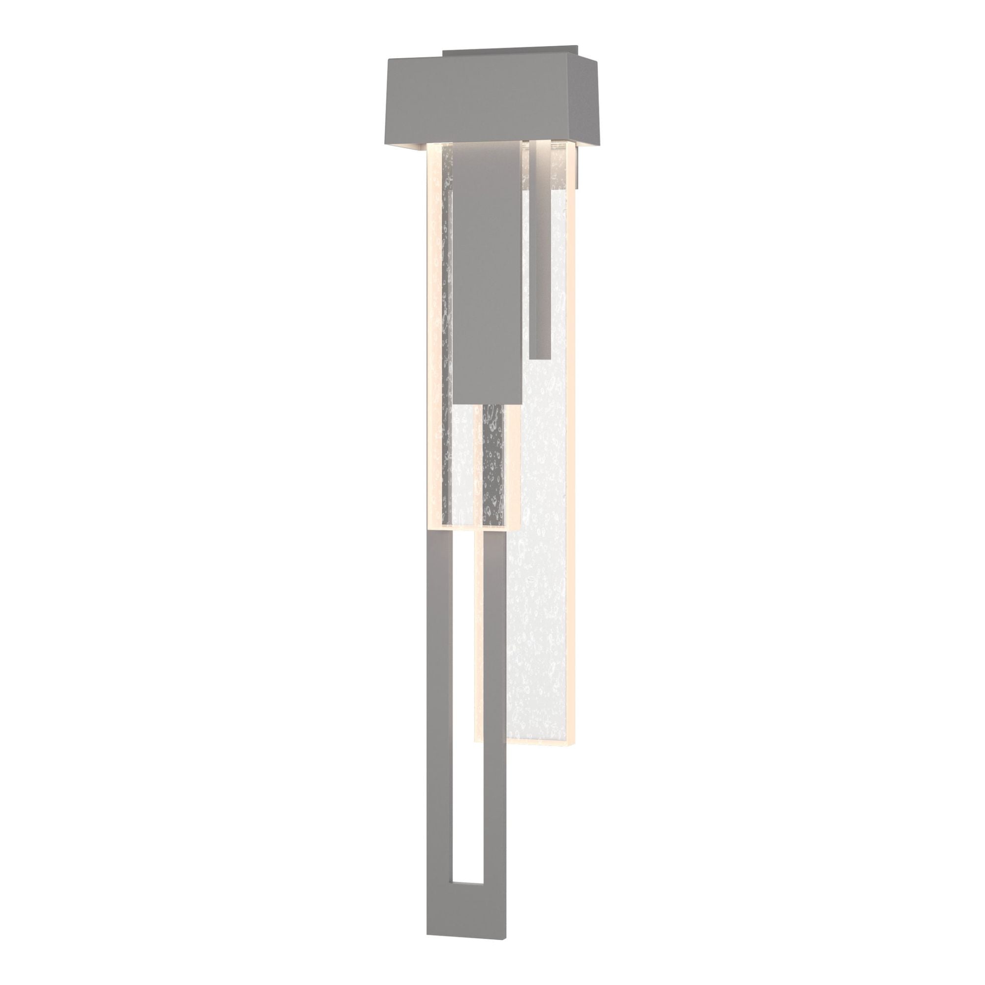 Rainfall Large LED Outdoor Sconce Left Facing LED Seeded Clear Glass (II) in Coastal Burnished Steel