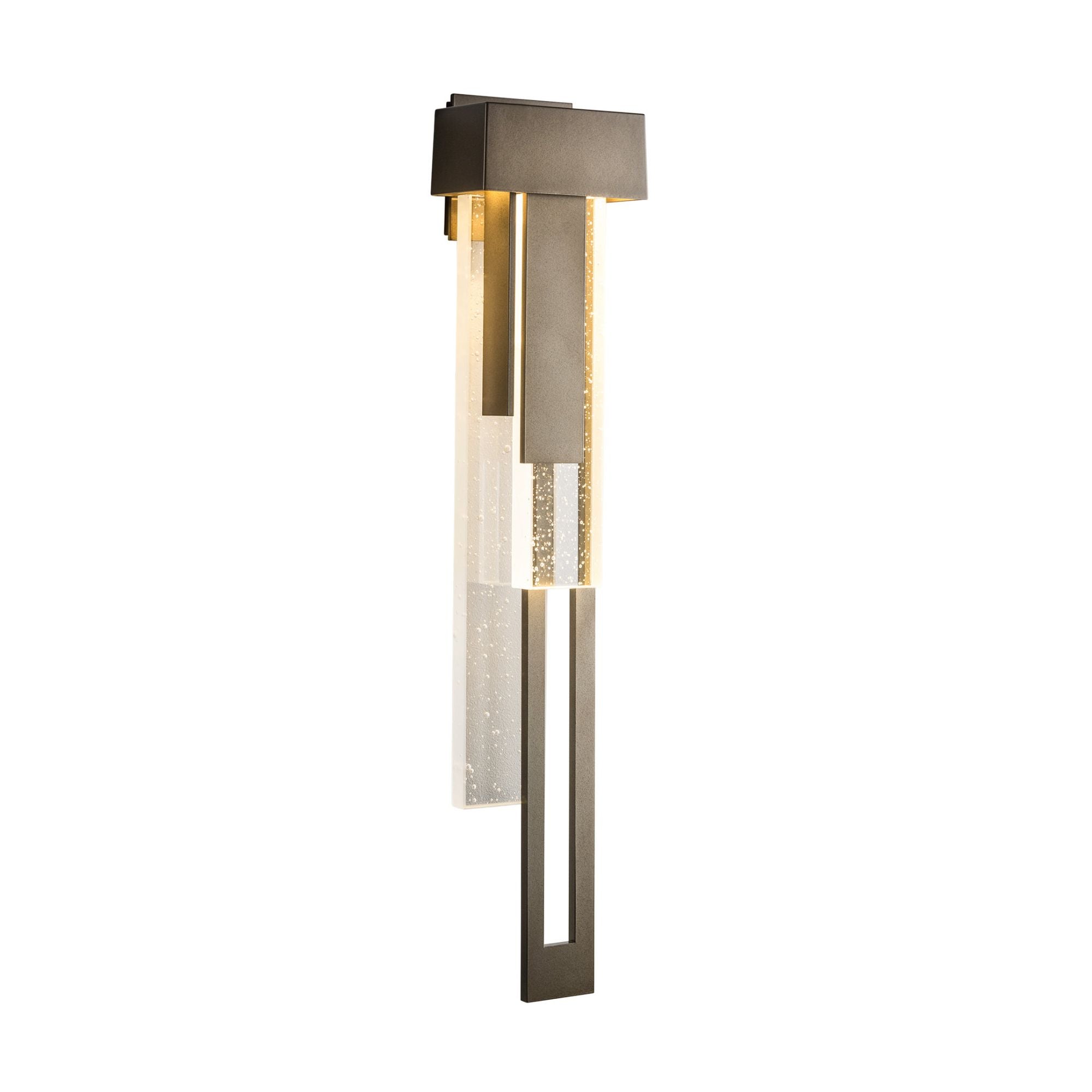 Rainfall Large LED Outdoor Sconce Right Facing LED Seeded Clear Glass (II) in Coastal Dark Smoke