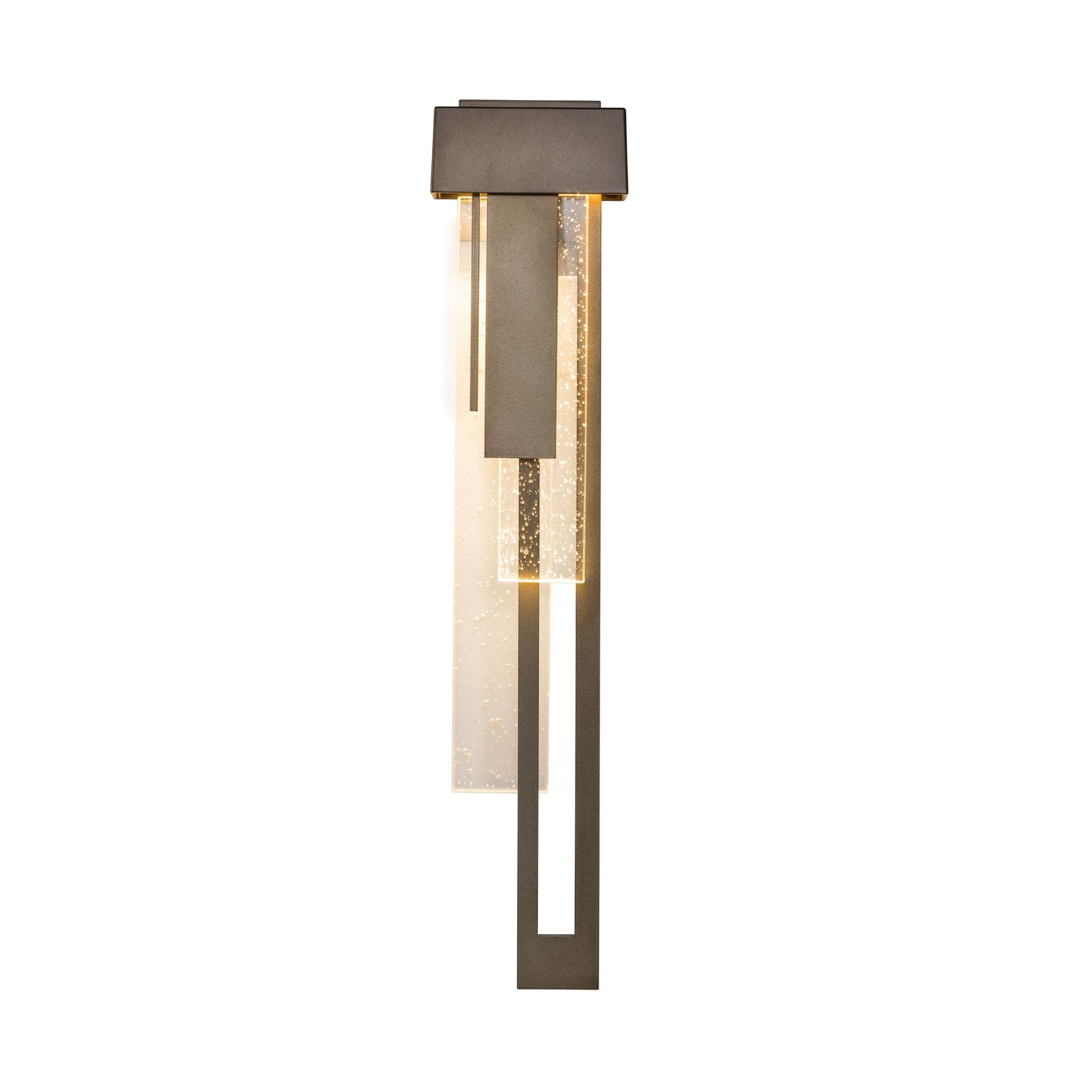 Rainfall Large LED Outdoor Sconce Right Facing LED Seeded Clear Glass (II) in Coastal Dark Smoke