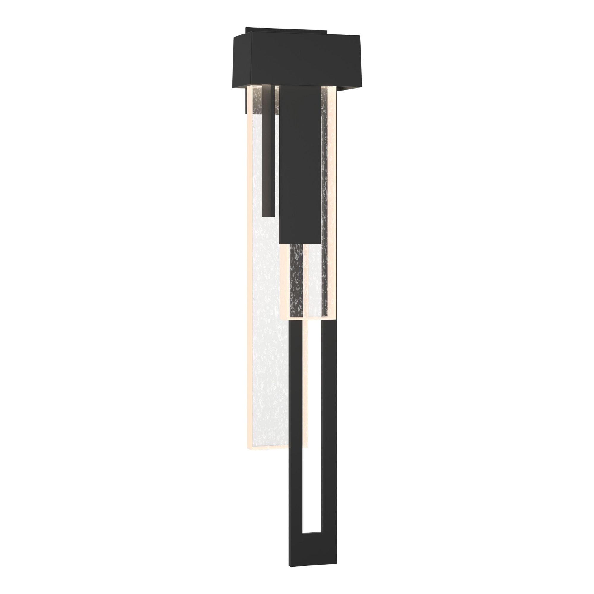 Rainfall Large LED Outdoor Sconce Right Facing LED Seeded Clear Glass (II) in Coastal Black