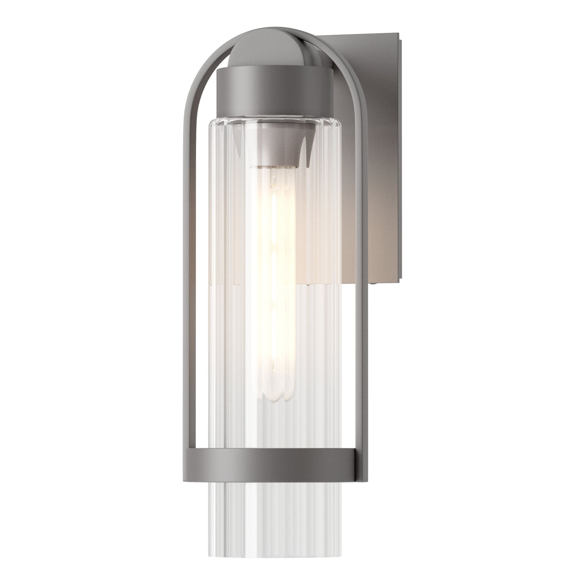 Alcove Small Outdoor Sconce 1-Light Clear Glass (ZM) in Coastal Burnished Steel