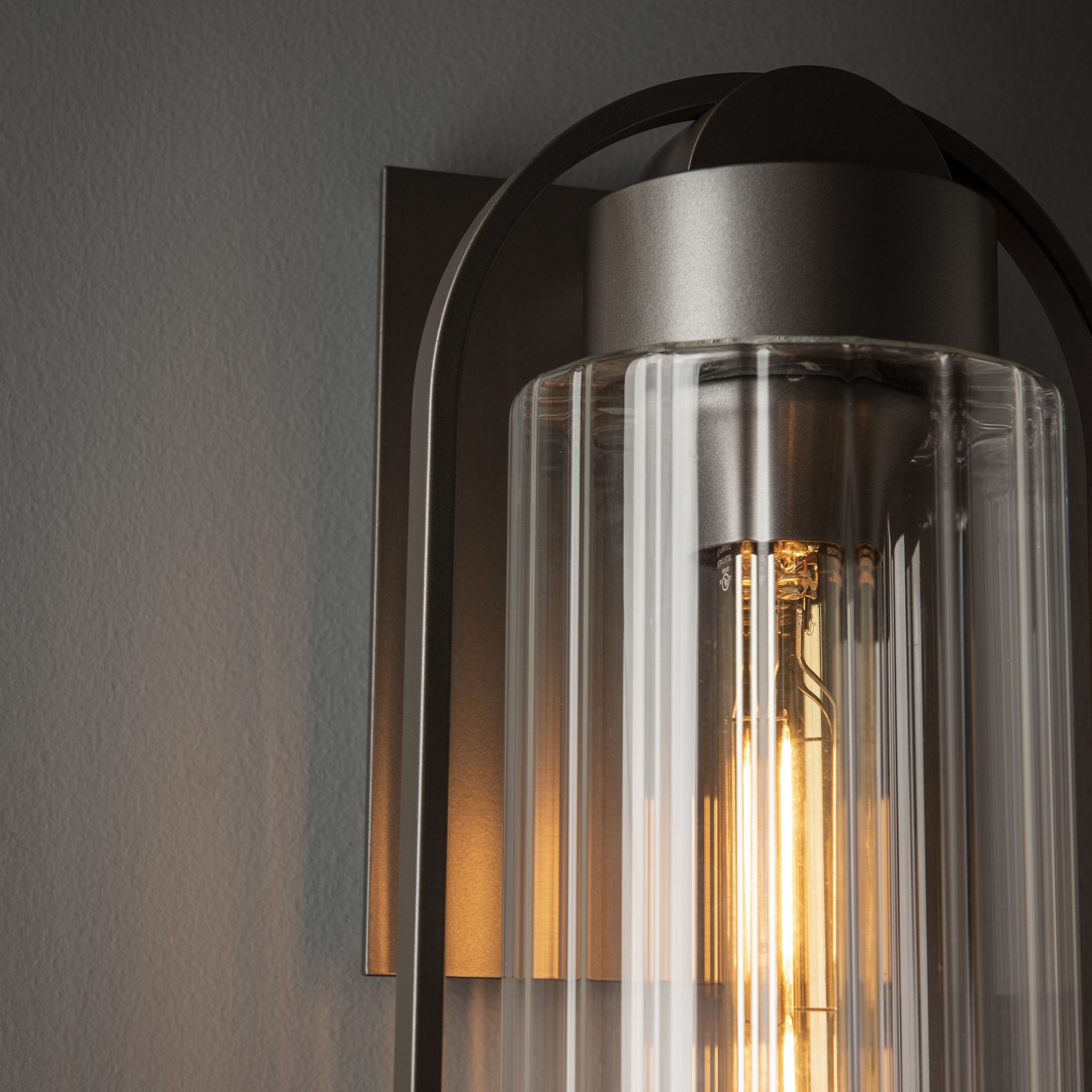 Alcove Medium Outdoor Sconce 1-Light Clear Glass (ZM) in Coastal Dark Smoke