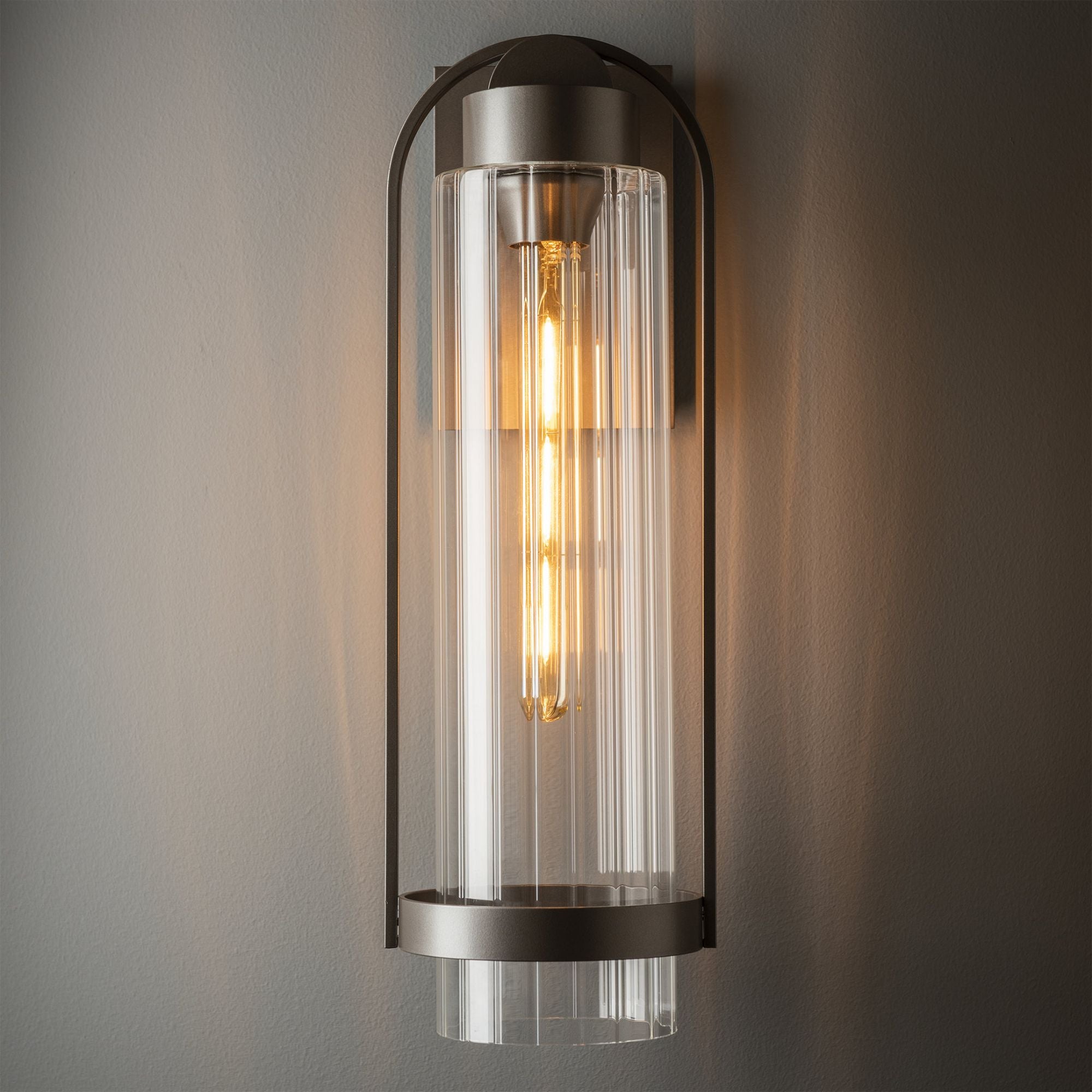 Alcove Medium Outdoor Sconce 1-Light Clear Glass (ZM) in Coastal Dark Smoke