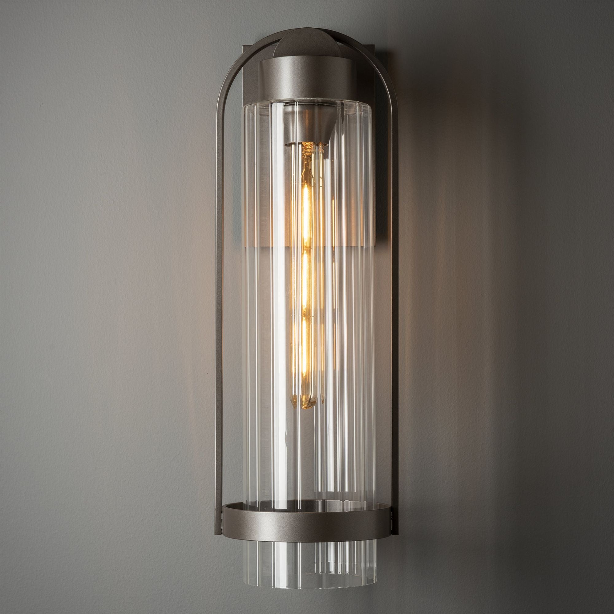Alcove Medium Outdoor Sconce 1-Light Clear Glass (ZM) in Coastal Dark Smoke