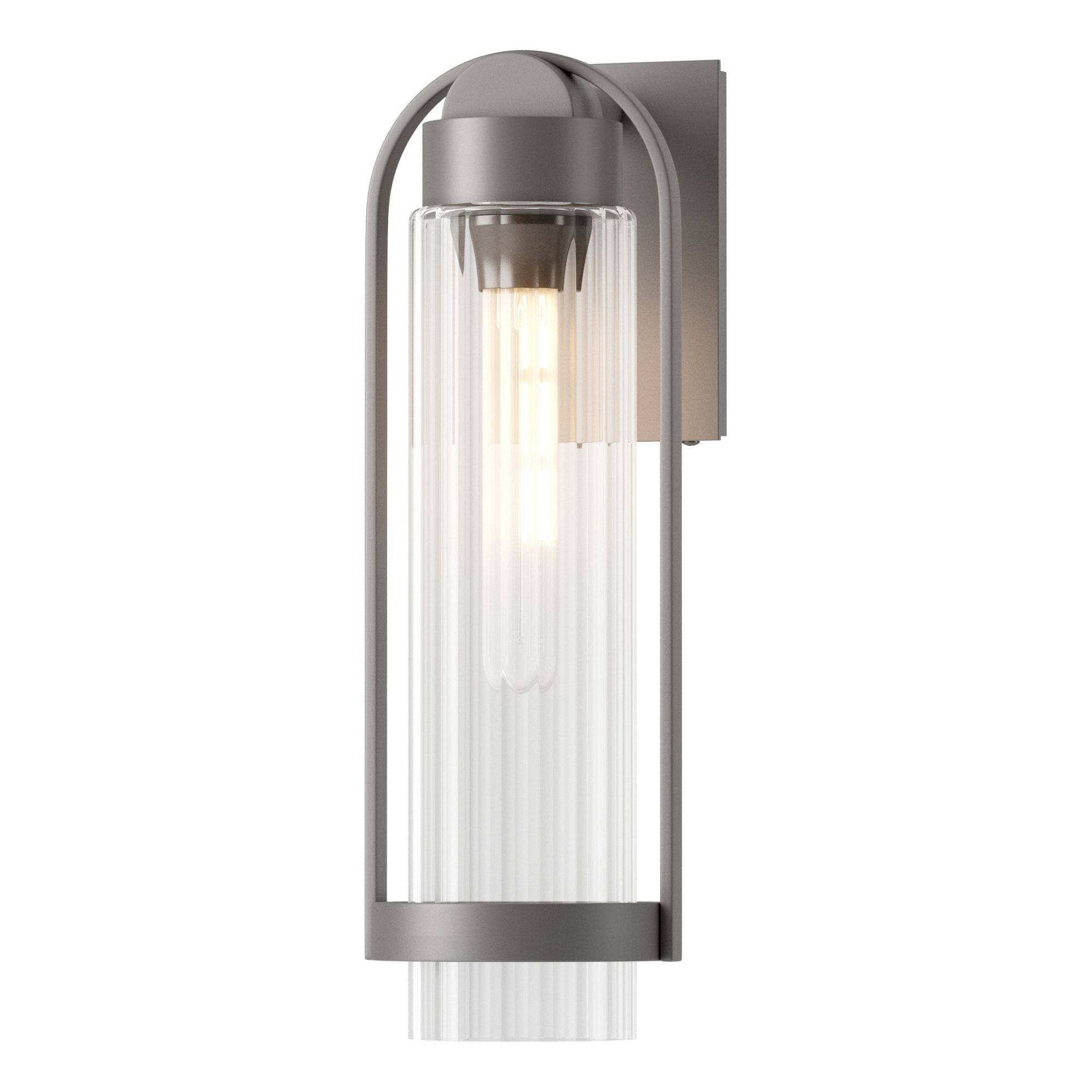 Alcove Medium Outdoor Sconce 1-Light Clear Glass (ZM) in Coastal Burnished Steel