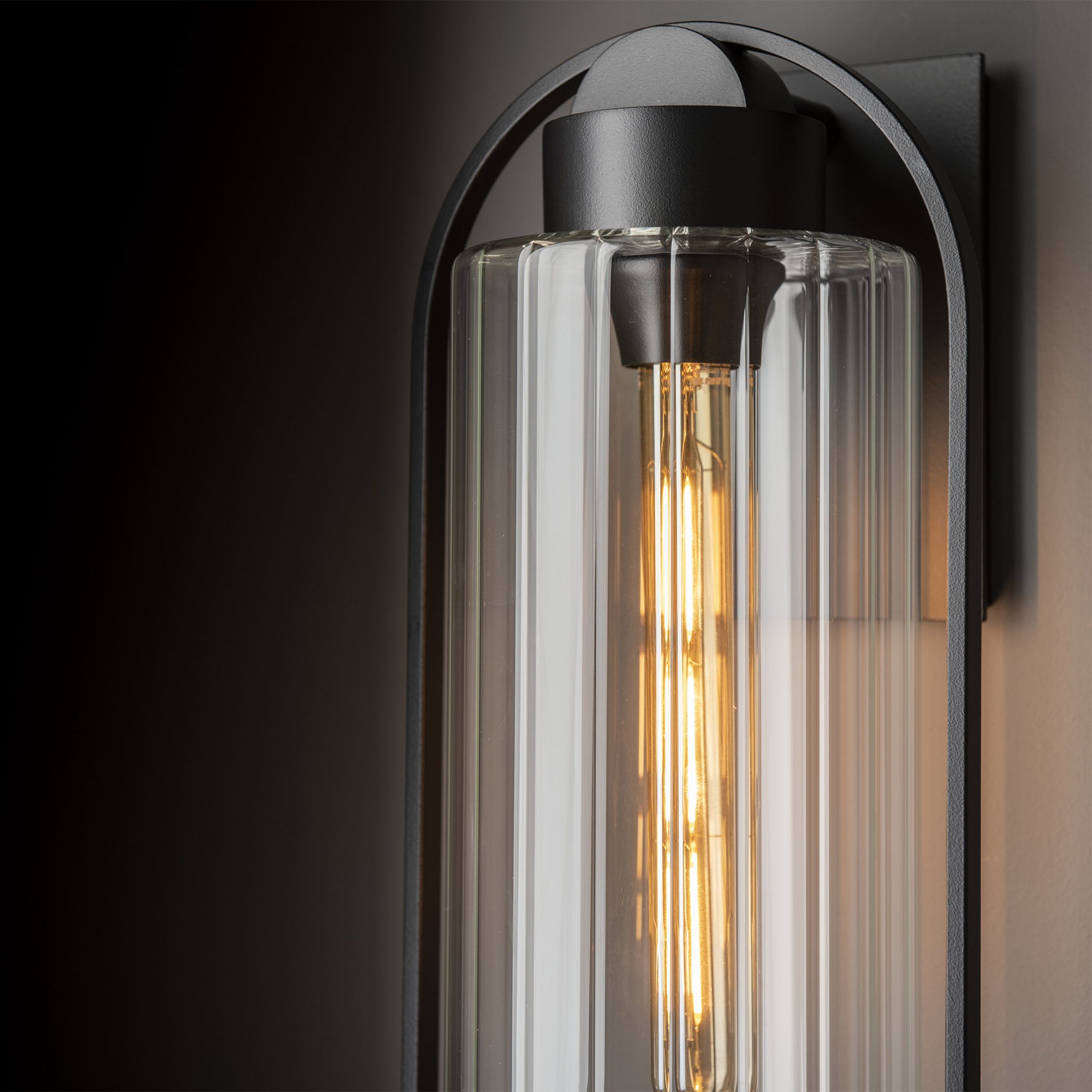 Alcove Large Outdoor Sconce 1-Light Clear Glass (ZM) in Coastal Black
