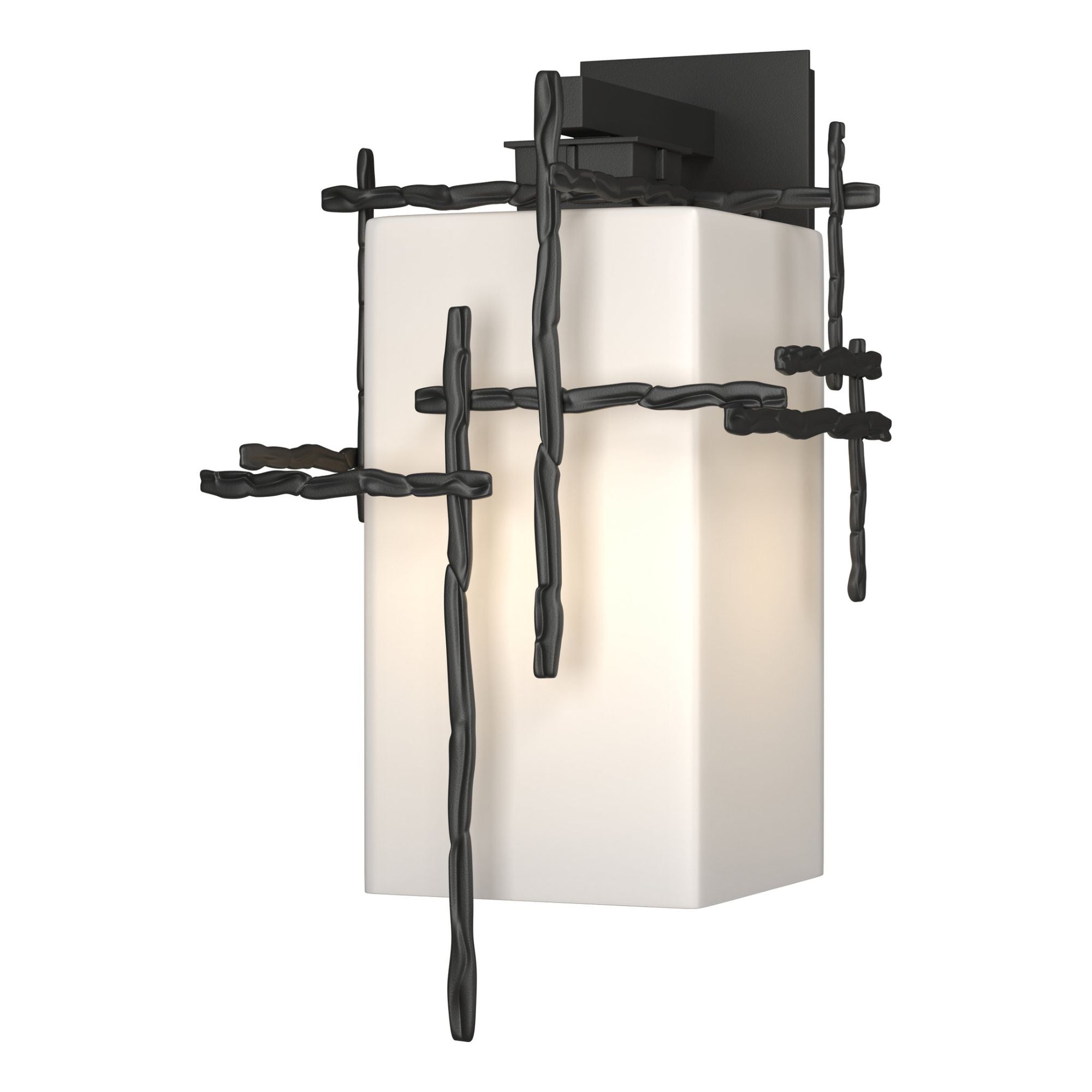 Tura Large Outdoor Sconce 1-Light Opal Glass (GG) in Coastal Black