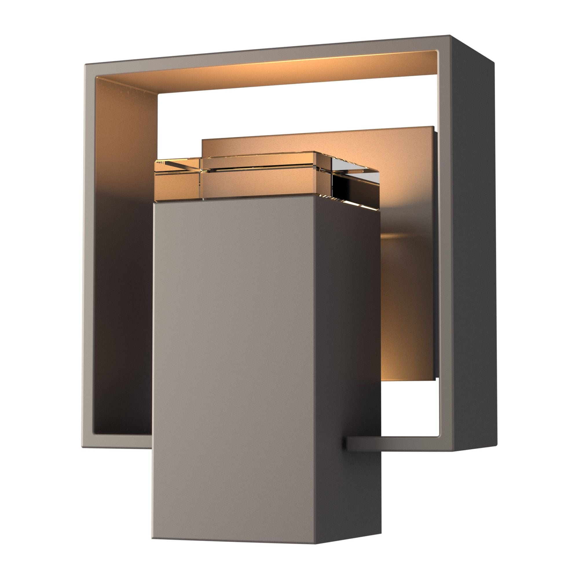 Shadow Box Small Outdoor Sconce 1-Light Coastal Dark Smoke Accent Clear Glass (ZM) in Coastal Dark Smoke