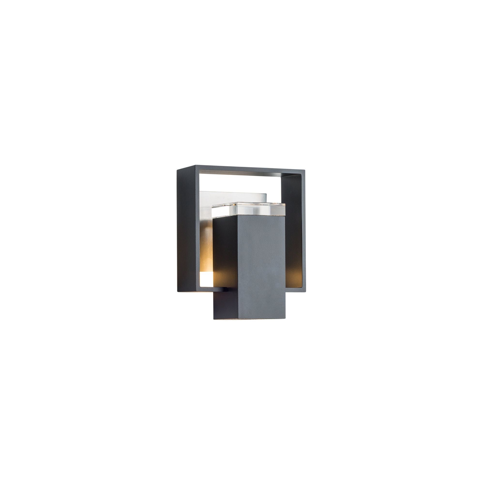 Shadow Box Small Outdoor Sconce 1-Light Coastal Burnished Steel Accent Clear Glass (ZM) in Coastal Black