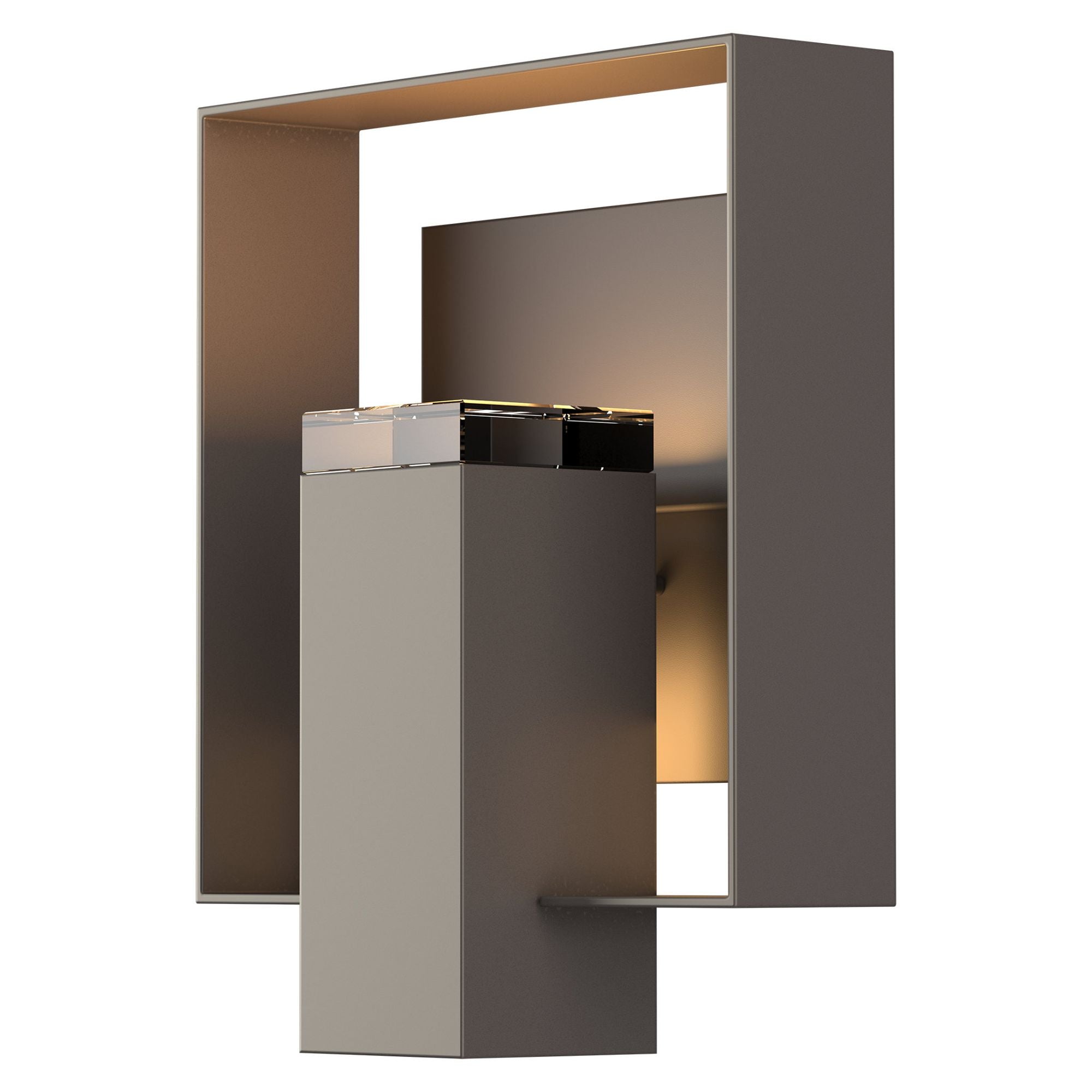 Shadow Box Outdoor Sconce 1-Light Coastal Oil Rubbed Bronze Accent Clear Glass (ZM) in Coastal Dark Smoke