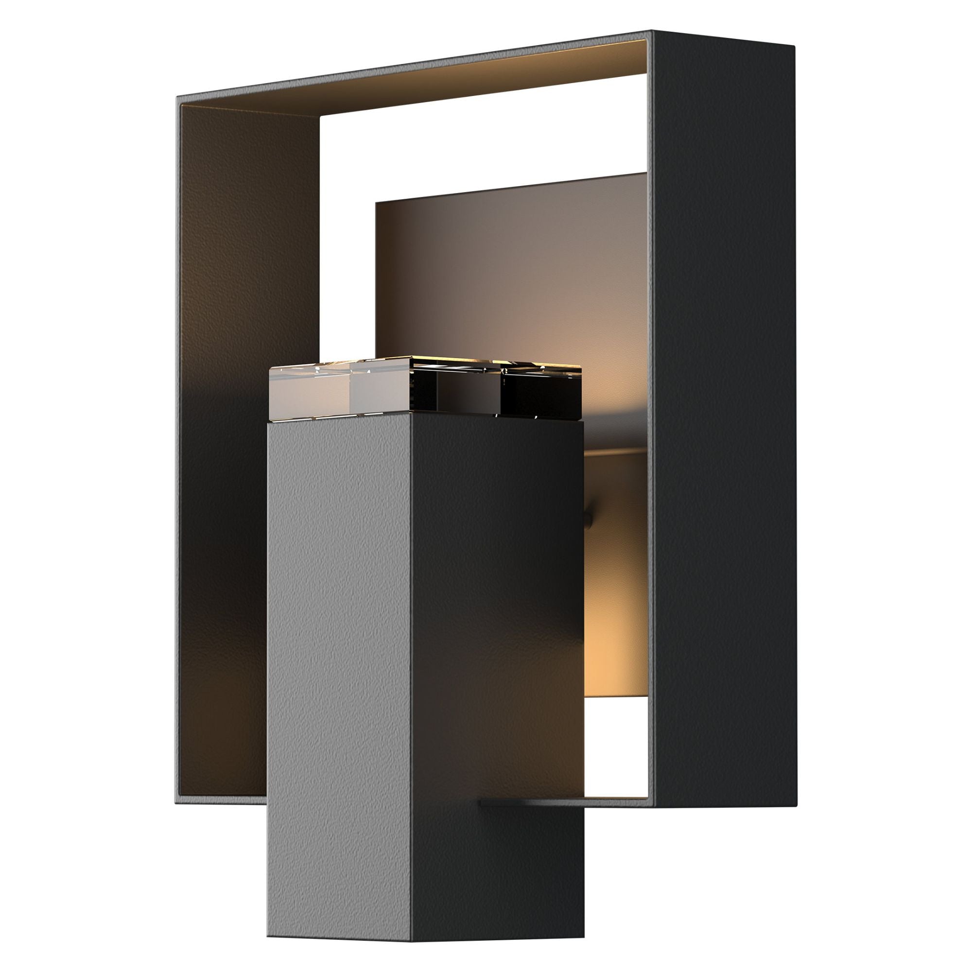 Shadow Box Outdoor Sconce 1-Light Coastal Oil Rubbed Bronze Accent Clear Glass (ZM) in Coastal Black