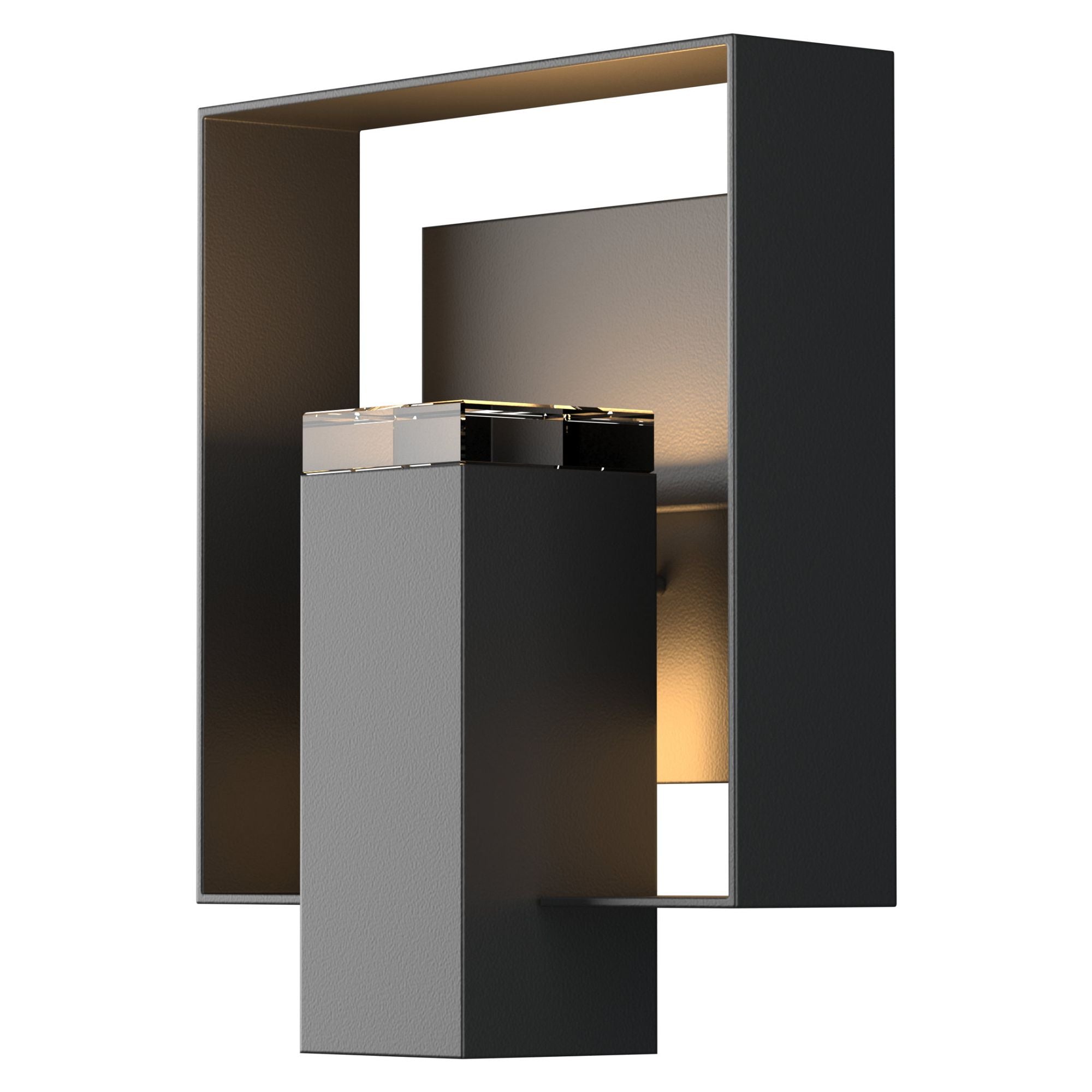 Shadow Box Outdoor Sconce 1-Light Coastal Black Accent Clear Glass (ZM) in Coastal Black