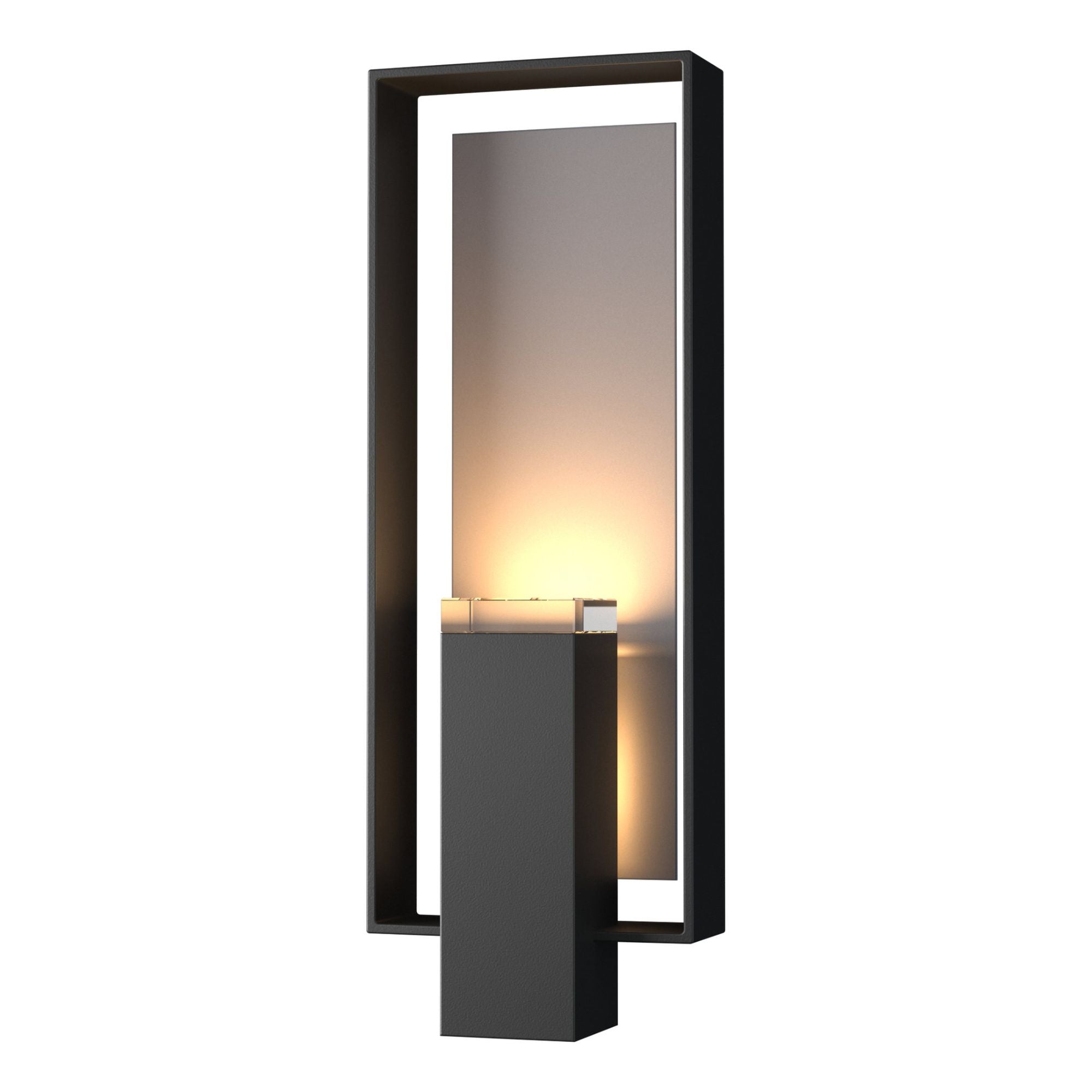 Shadow Box Large Outdoor Sconce 2-Light Coastal Burnished Steel Accent Clear Glass (ZM) in Coastal Black