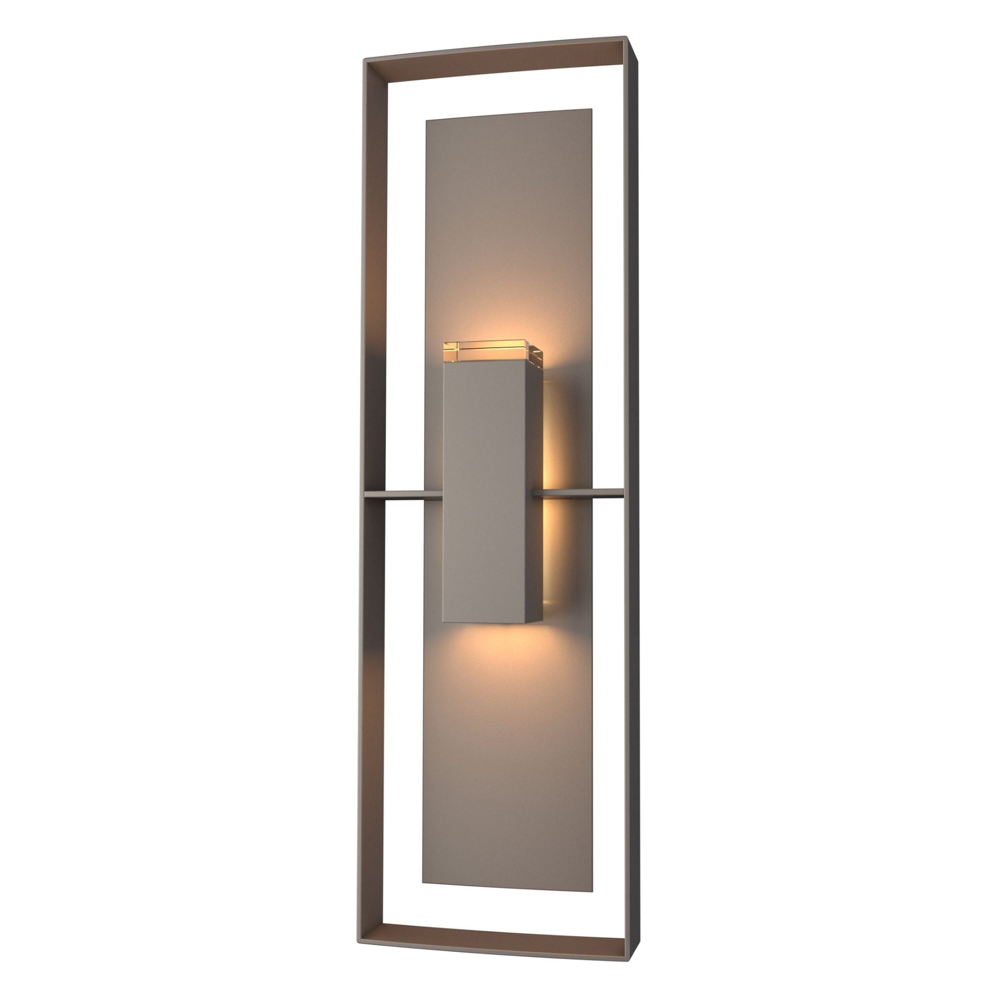 Shadow Box Tall Outdoor Sconce 2-Light Coastal Dark Smoke Accent Clear Glass (ZM) in Coastal Dark Smoke
