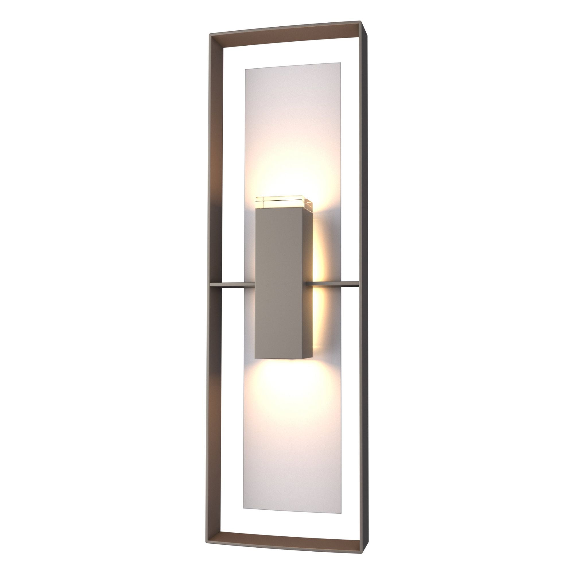 Shadow Box Tall Outdoor Sconce 2-Light Coastal Burnished Steel Accent Clear Glass (ZM) in Coastal Dark Smoke
