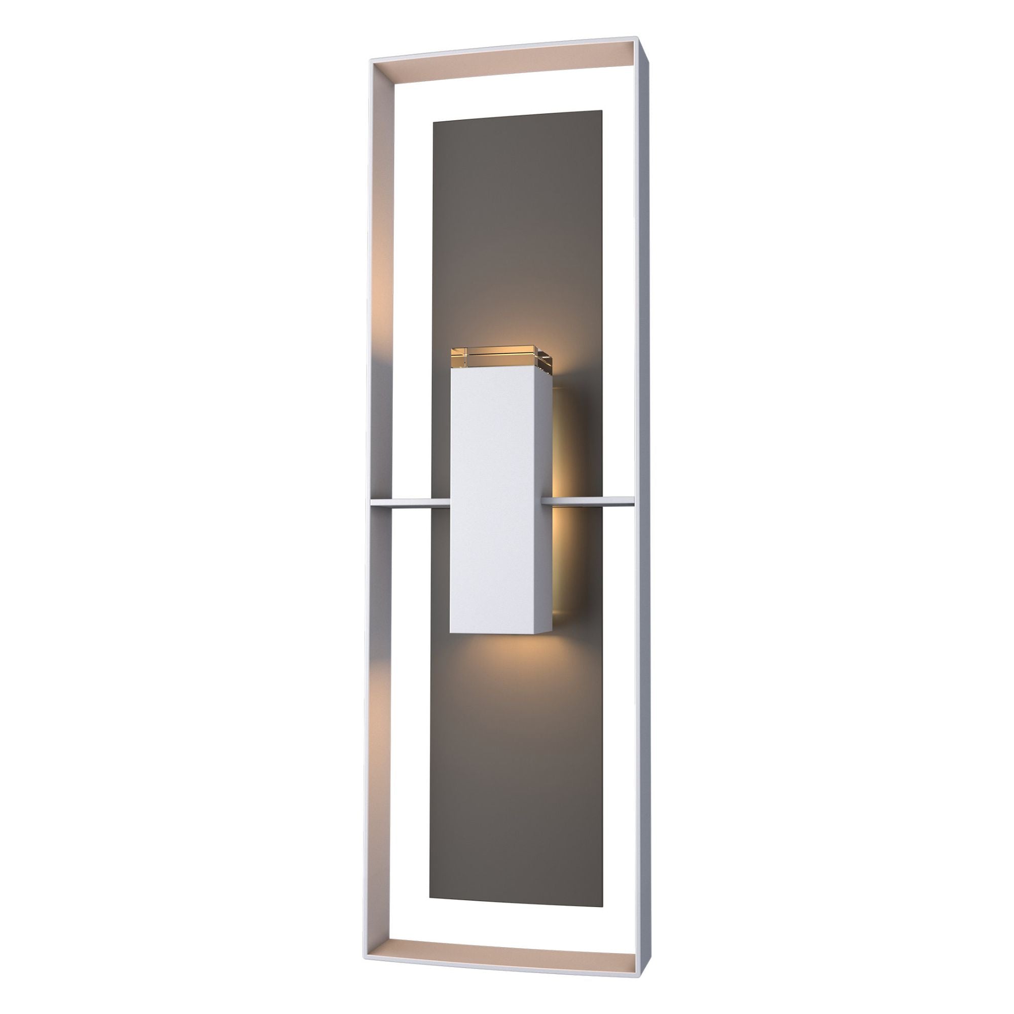 Shadow Box Tall Outdoor Sconce 2-Light Coastal Oil Rubbed Bronze Accent Clear Glass (ZM) in Coastal Burnished Steel