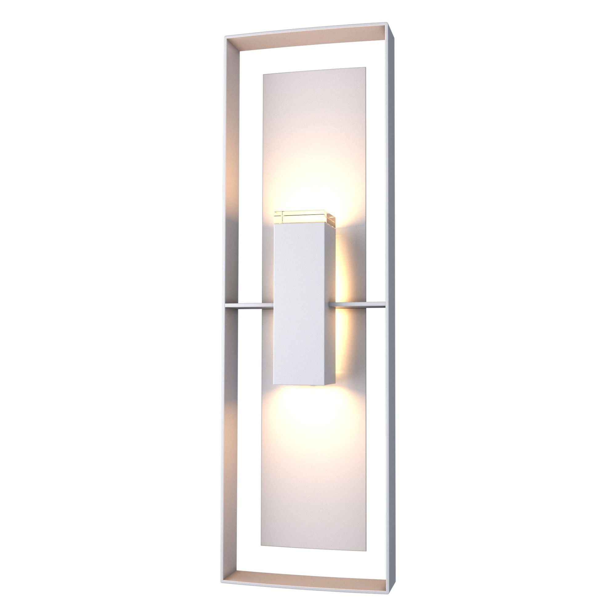 Shadow Box Tall Outdoor Sconce 2-Light Coastal Burnished Steel Accent Clear Glass (ZM) in Coastal Burnished Steel