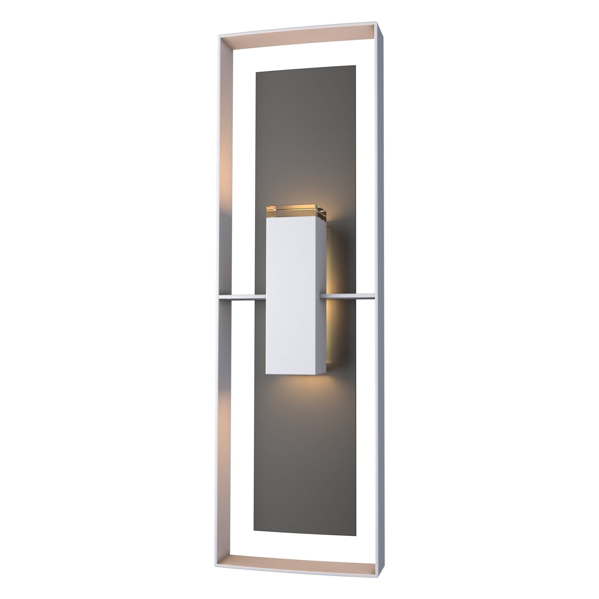 Shadow Box Tall Outdoor Sconce 2-Light Coastal Black Accent Clear Glass (ZM) in Coastal Burnished Steel
