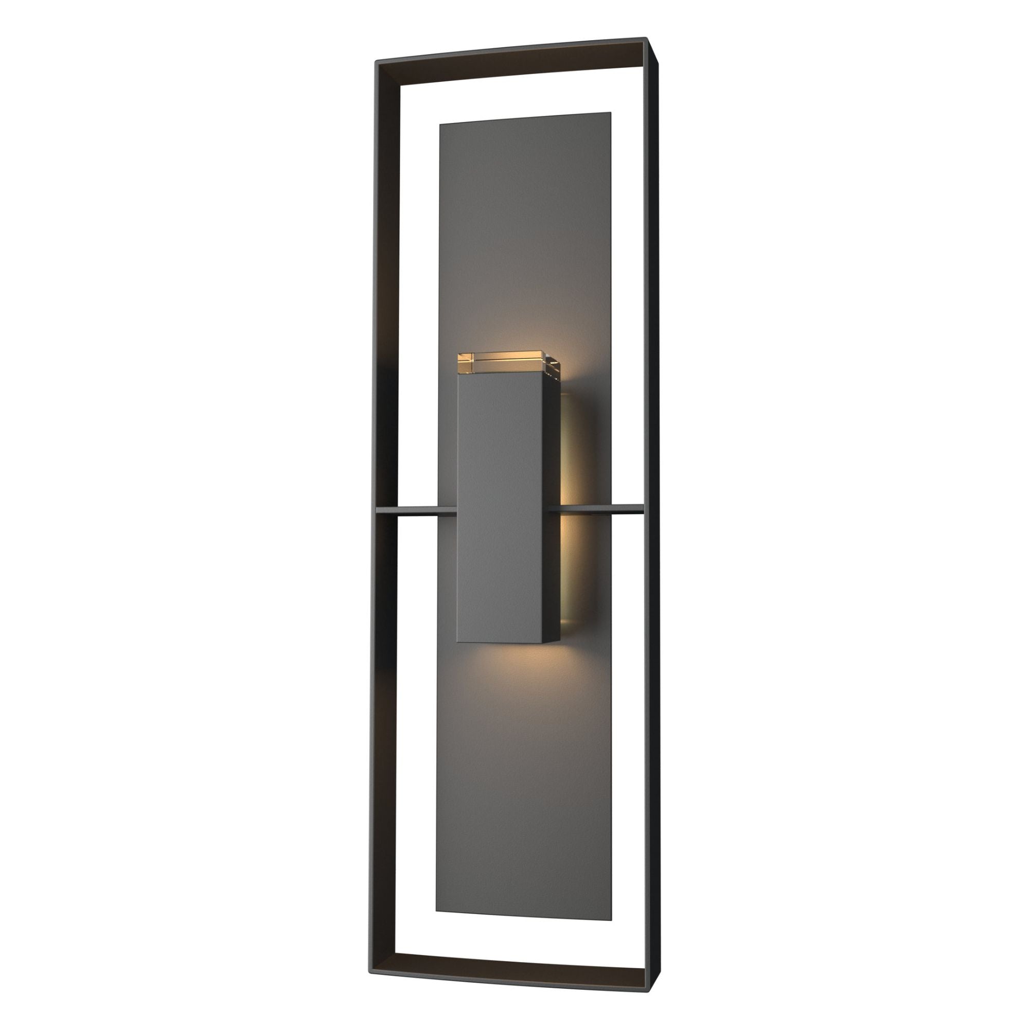 Shadow Box Tall Outdoor Sconce 2-Light Coastal Black Accent Clear Glass (ZM) in Coastal Black