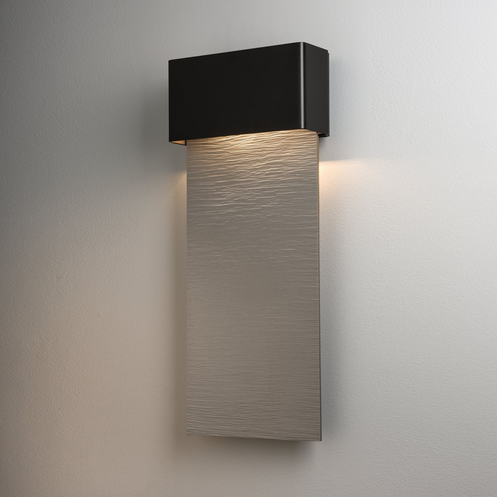 Stratum Large Dark Sky Friendly LED Outdoor Sconce Coastal Burnished Steel Accent LED in Coastal Black