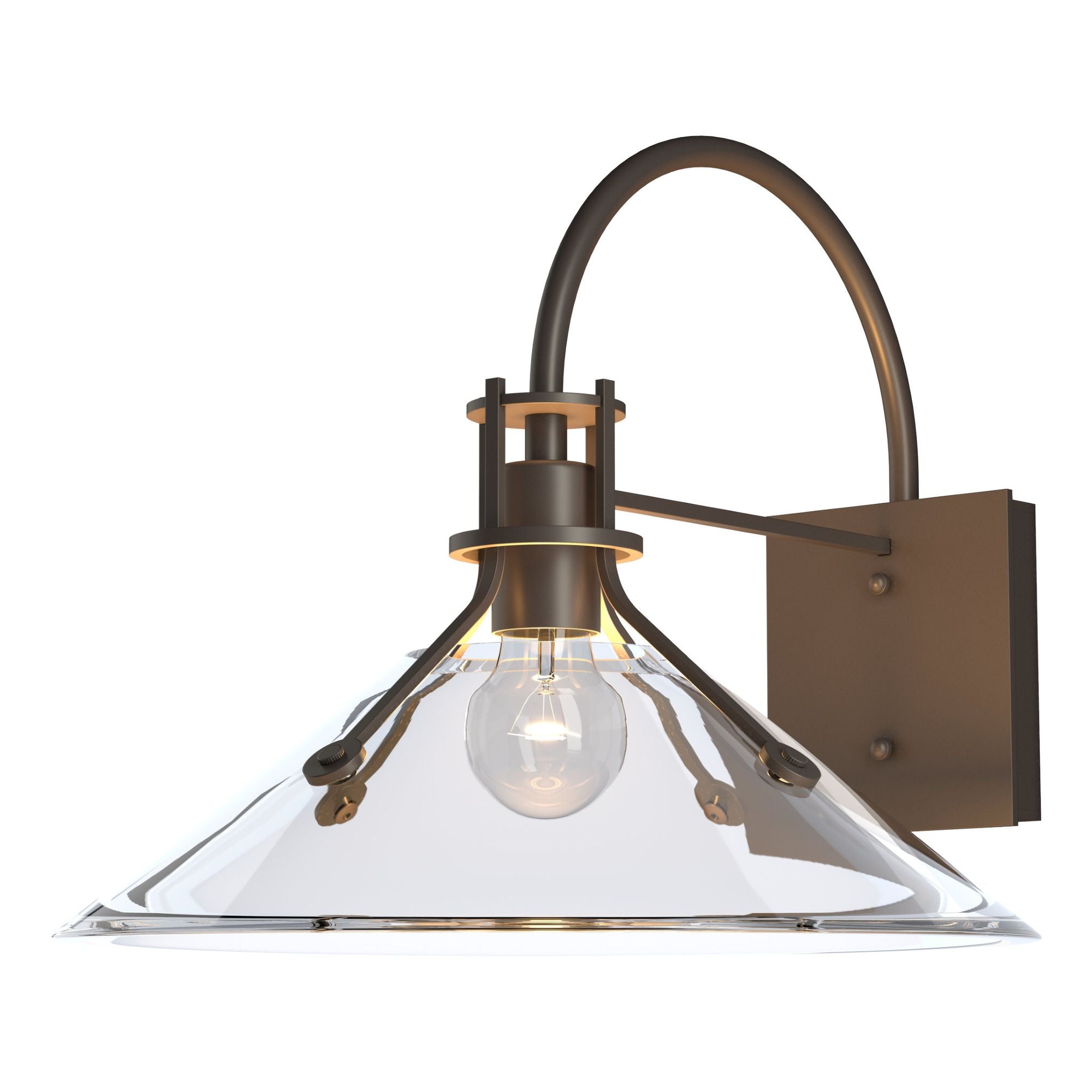 Henry Large Glass Shade Outdoor Sconce 1-Light Clear Glass (ZM) in Coastal Dark Smoke