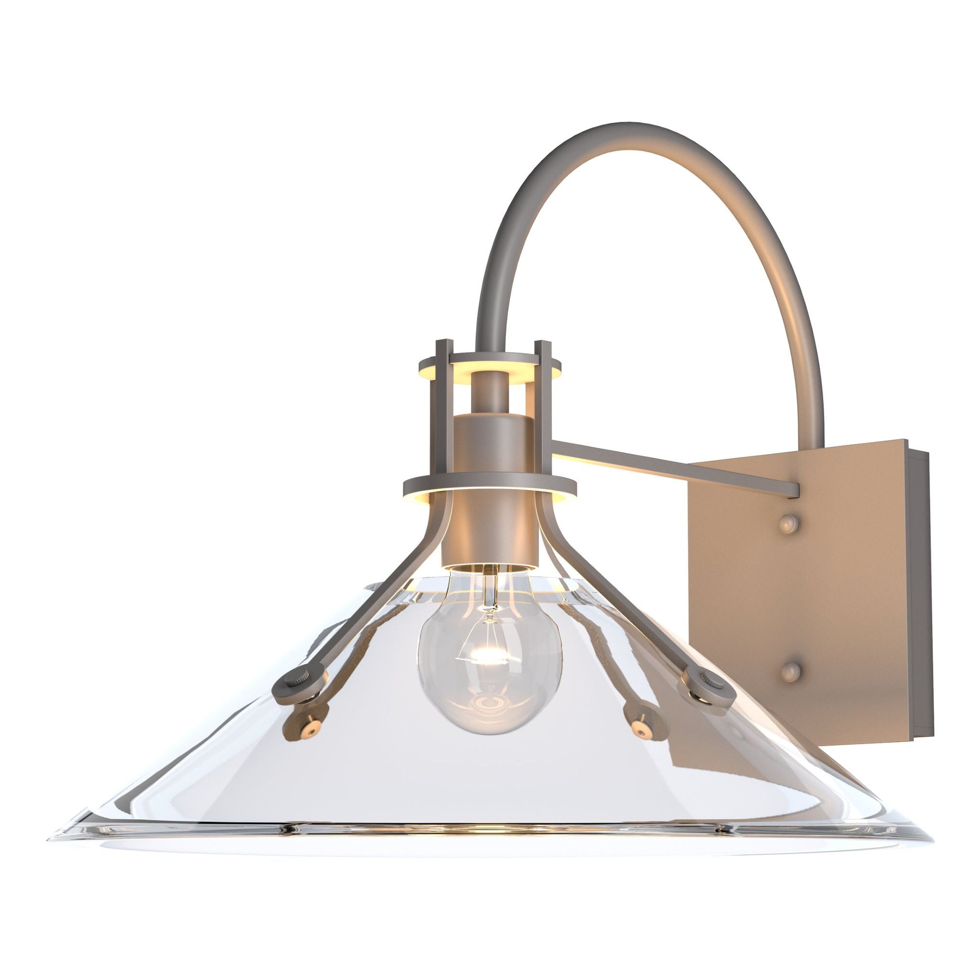 Henry Large Glass Shade Outdoor Sconce 1-Light Clear Glass (ZM) in Coastal Burnished Steel