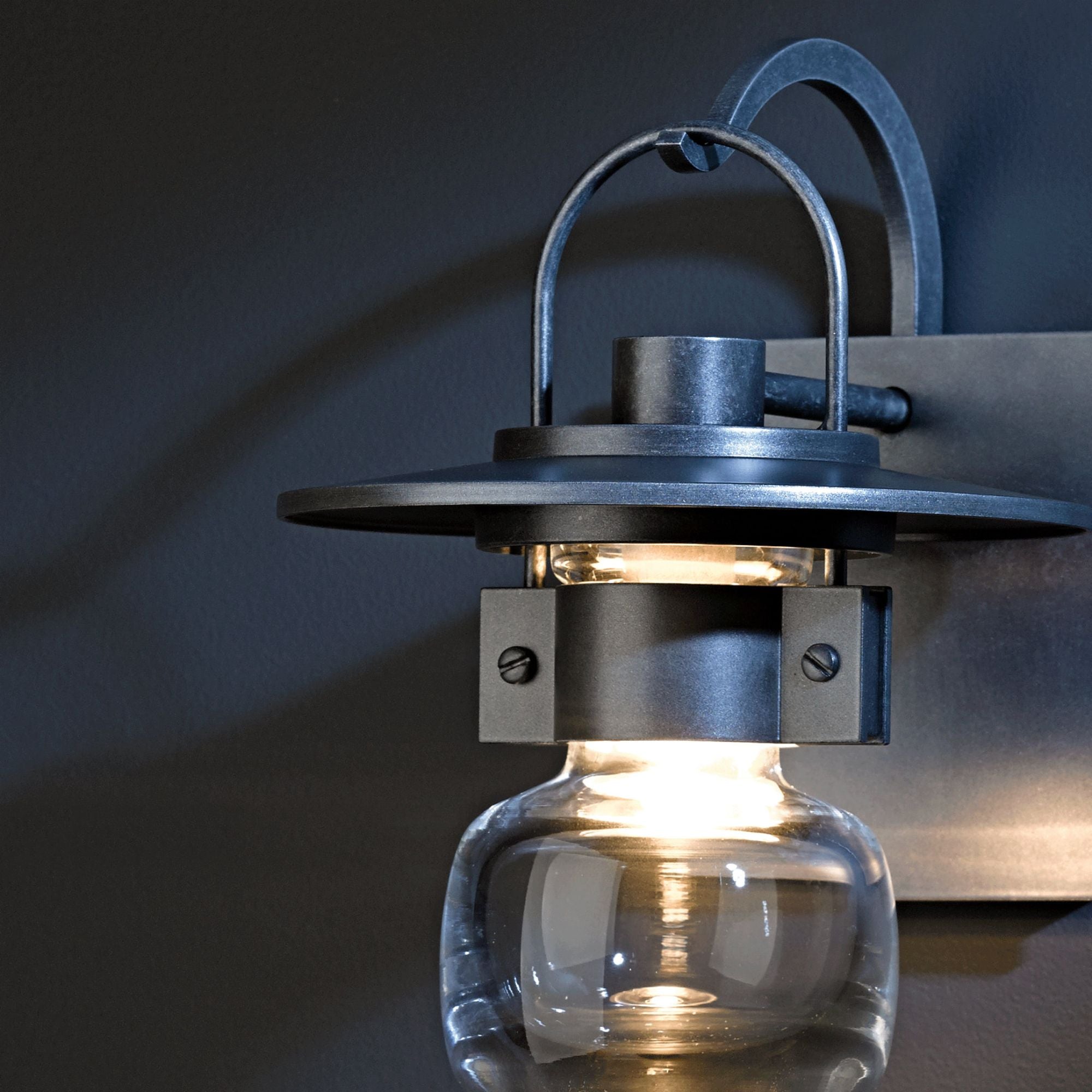 Mason Small Outdoor Sconce 1-Light Clear Glass (ZM) in Coastal Burnished Steel